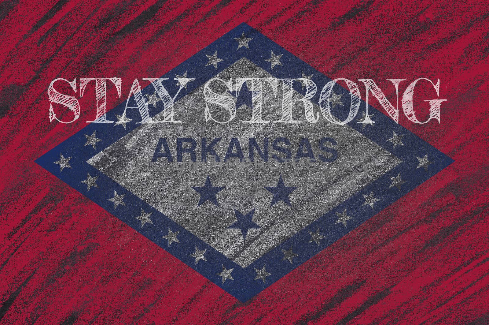 COVID-19 warning. Quarantine zone Covid 19 on Arkansas, flag illustration. Coronavirus danger area, quarantined country. Stay strong.