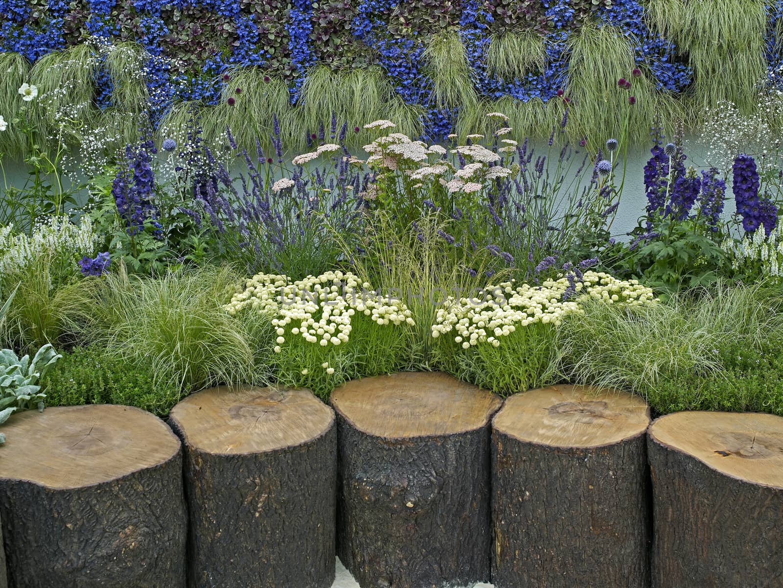 Detail of seating in a Hospice garden of quiet, peace and reflection