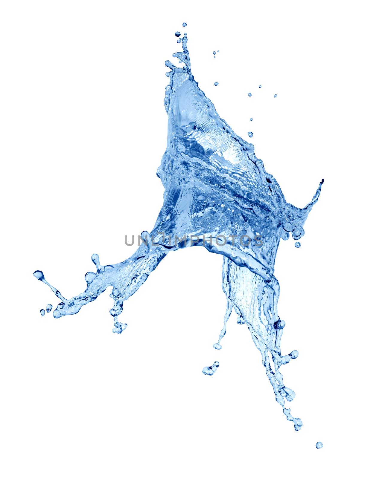 Nice abstract blue water splash on white background