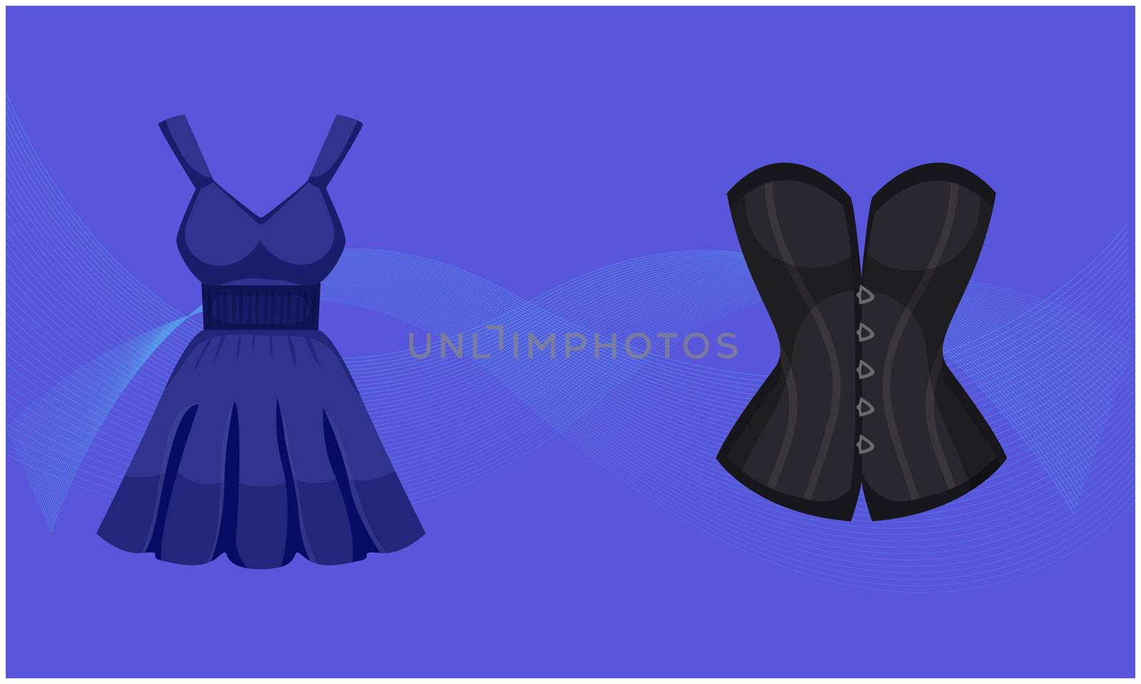 mock up illustration of fashion dress on abstract background
