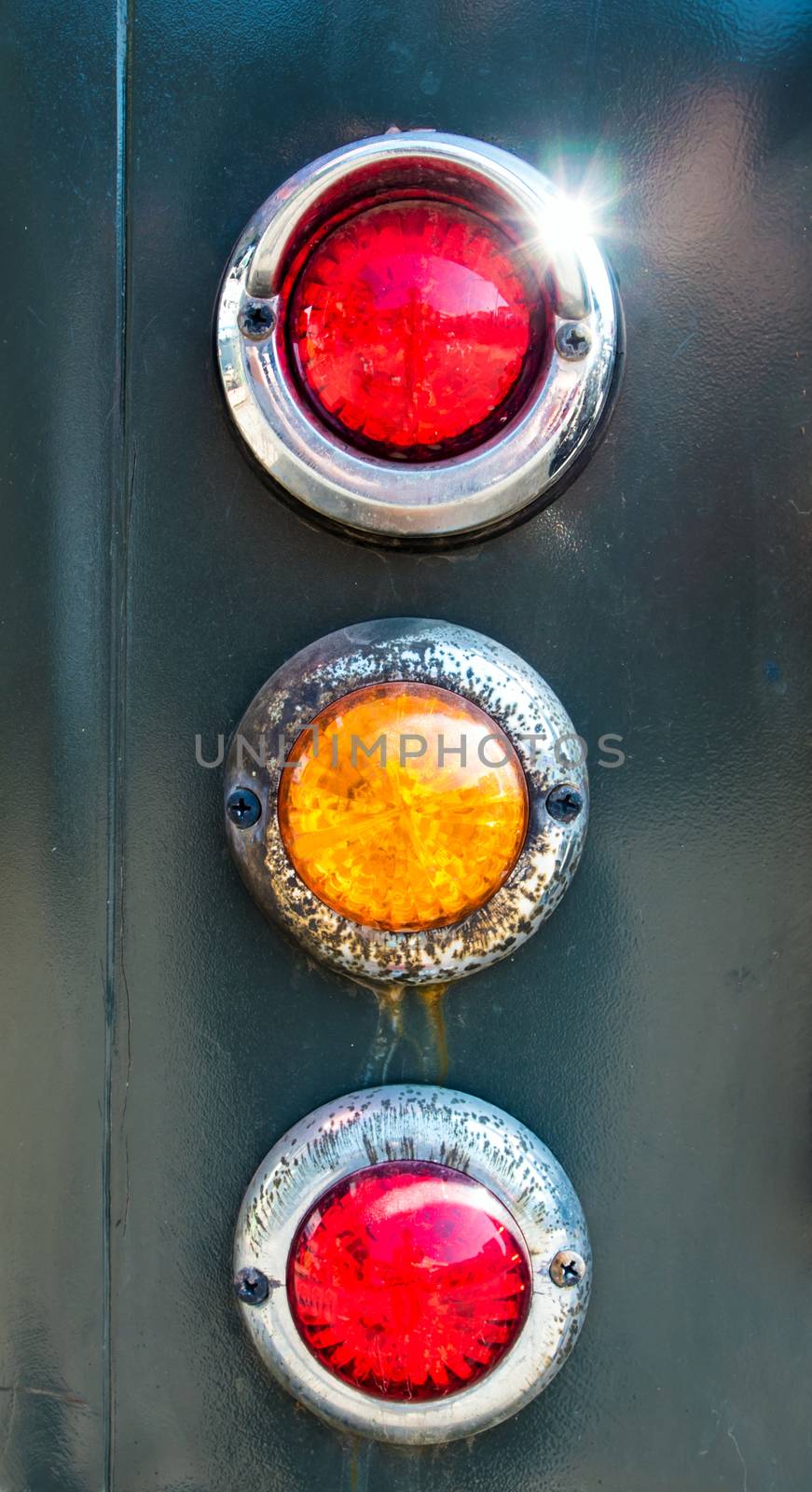 The old tail lights of antique car by Satakorn