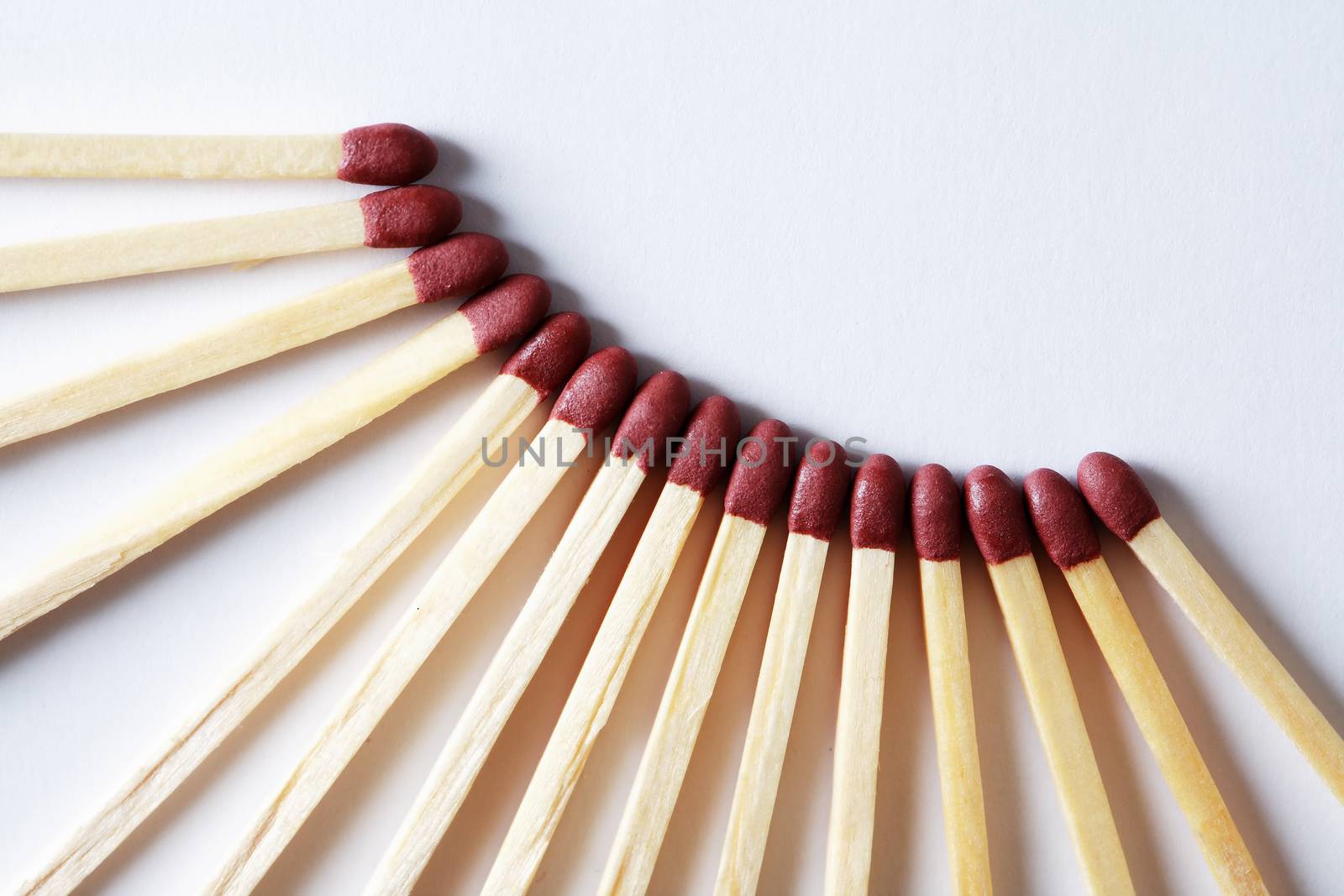 Set of wooden matches on white background