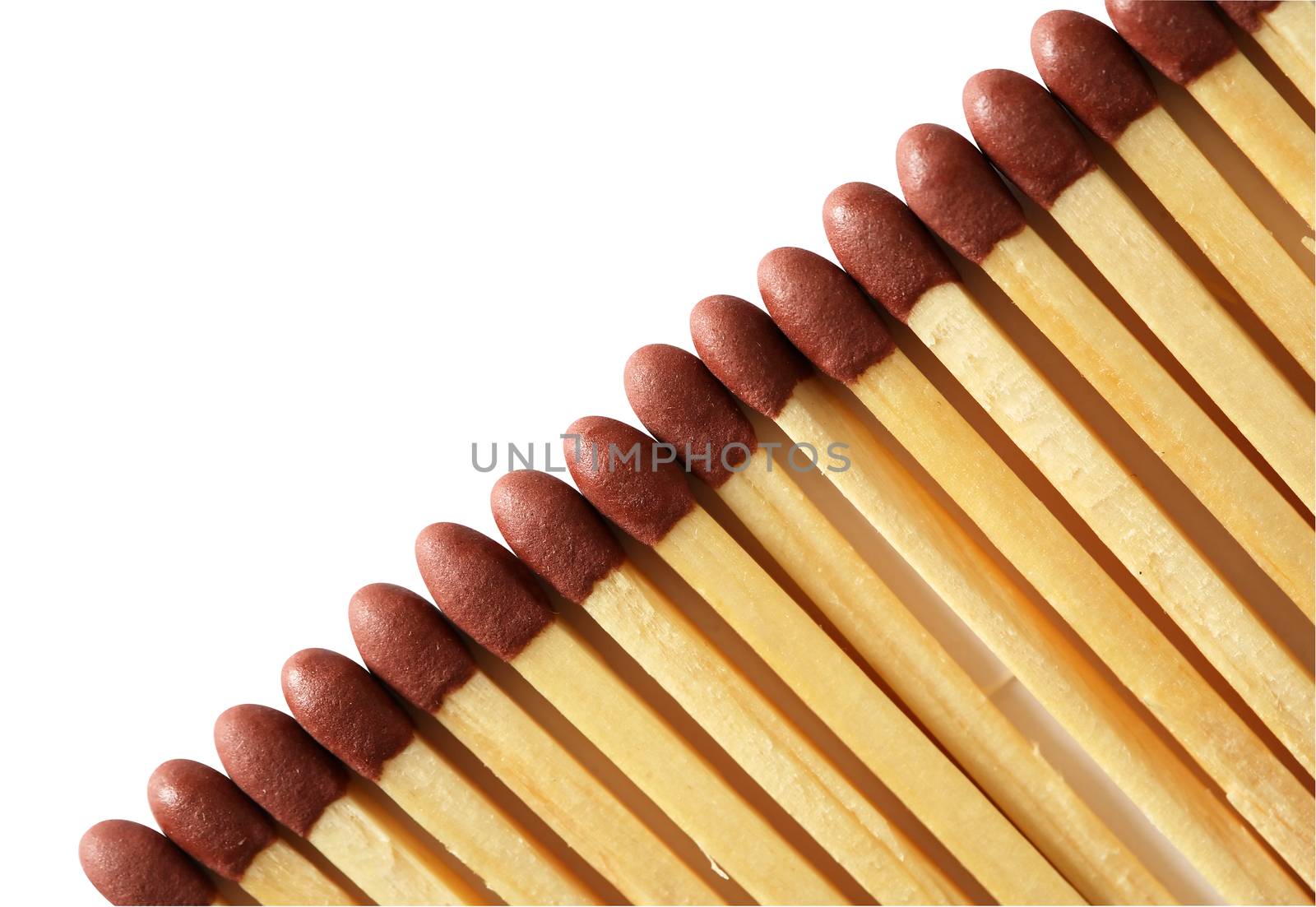 Set of wooden matches isolated on white background with clipping path