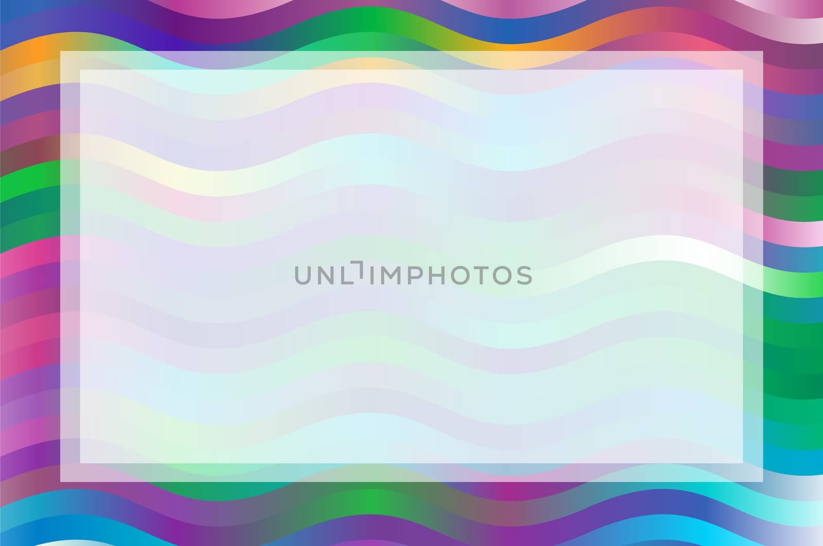 frame with colorful waves blue magenta and green background
