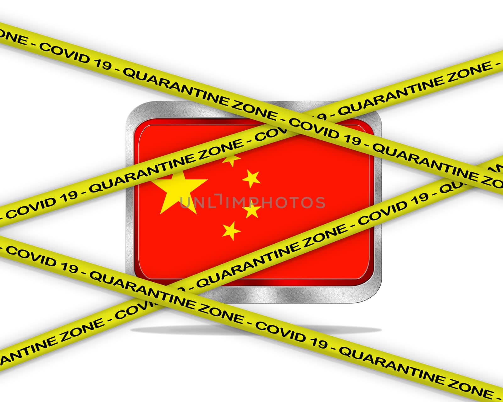 China flag illustration. Coronavirus danger area, quarantined country. by CreativePhotoSpain