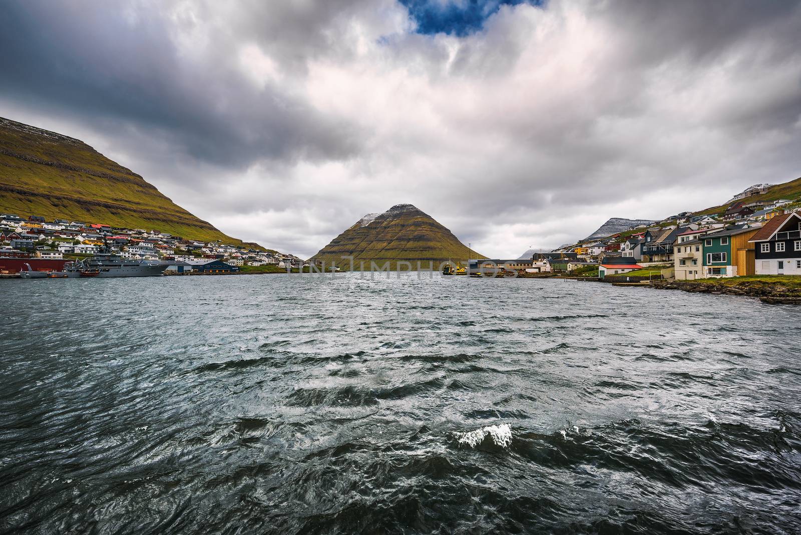 The island of Kunoy viewed from city of Klaksvik in the Faroe Islands, Denmark by nickfox