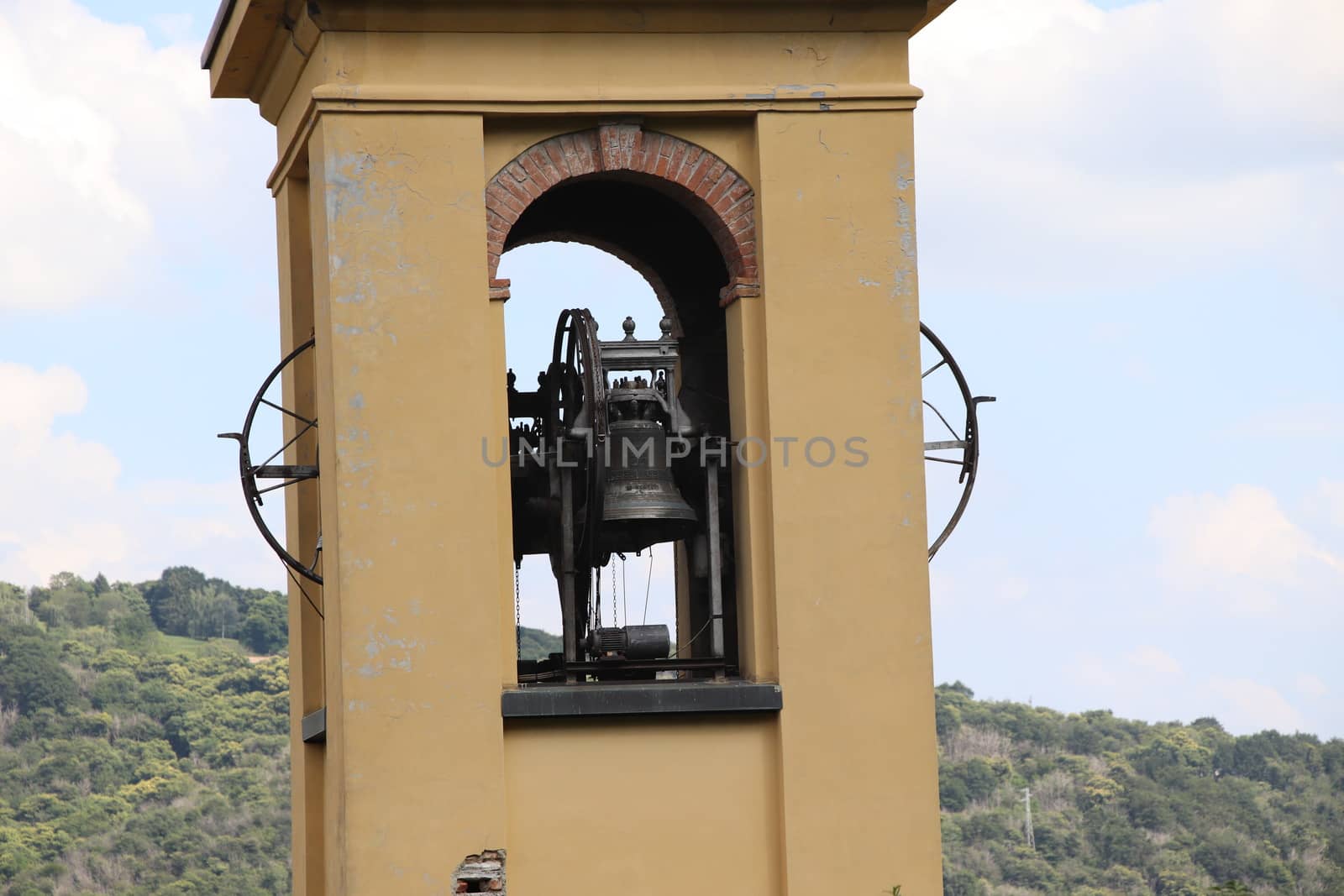 bell tower of a small church in Italy