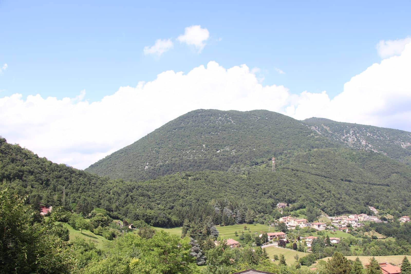 view of a small village in the mountains in northern Italy