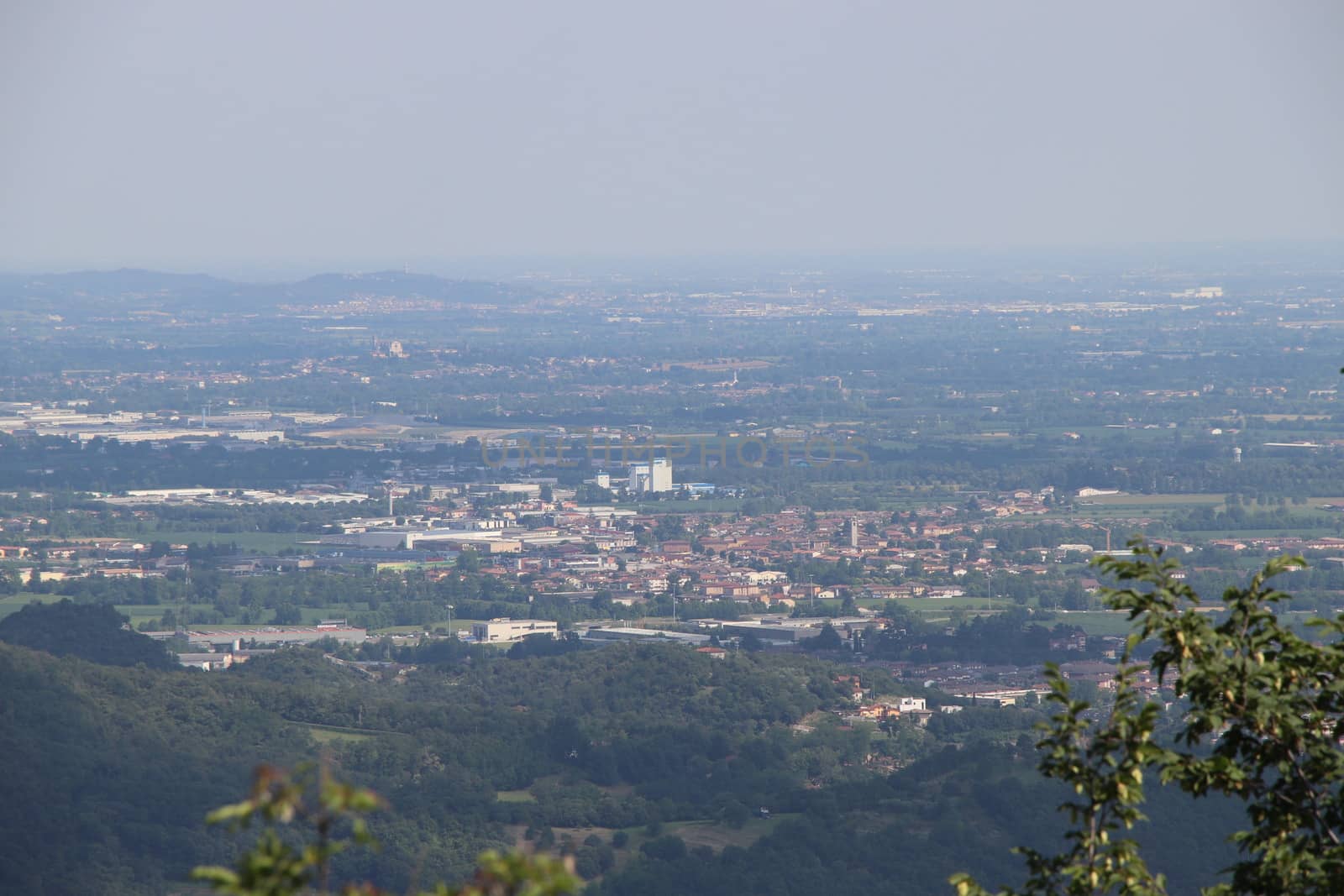 view of Brescia, a city in northern Italy from the mountain