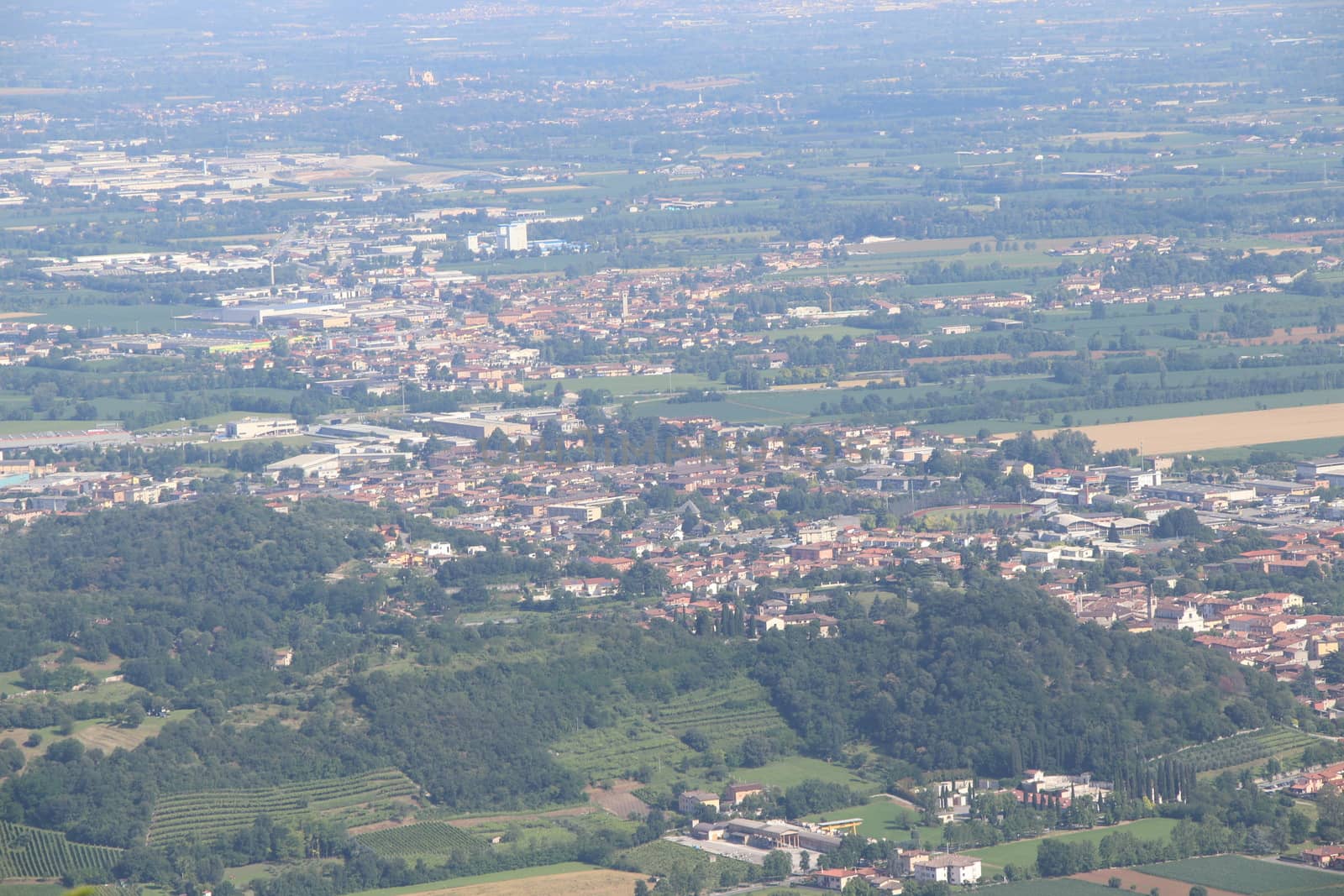 view of Brescia, a city in northern Italy from the mountain