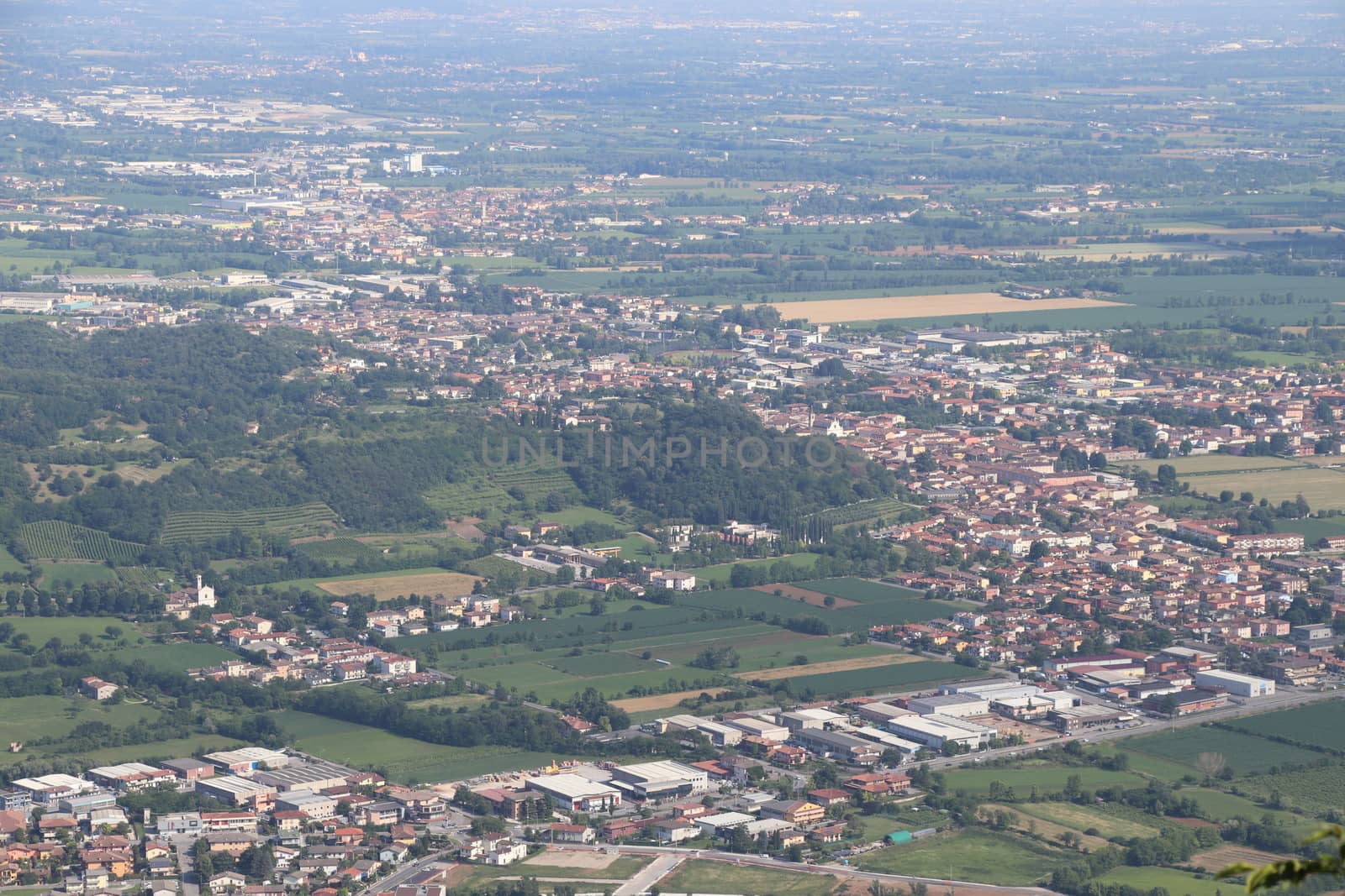 view of Brescia, a city in northern Italy from the mountain