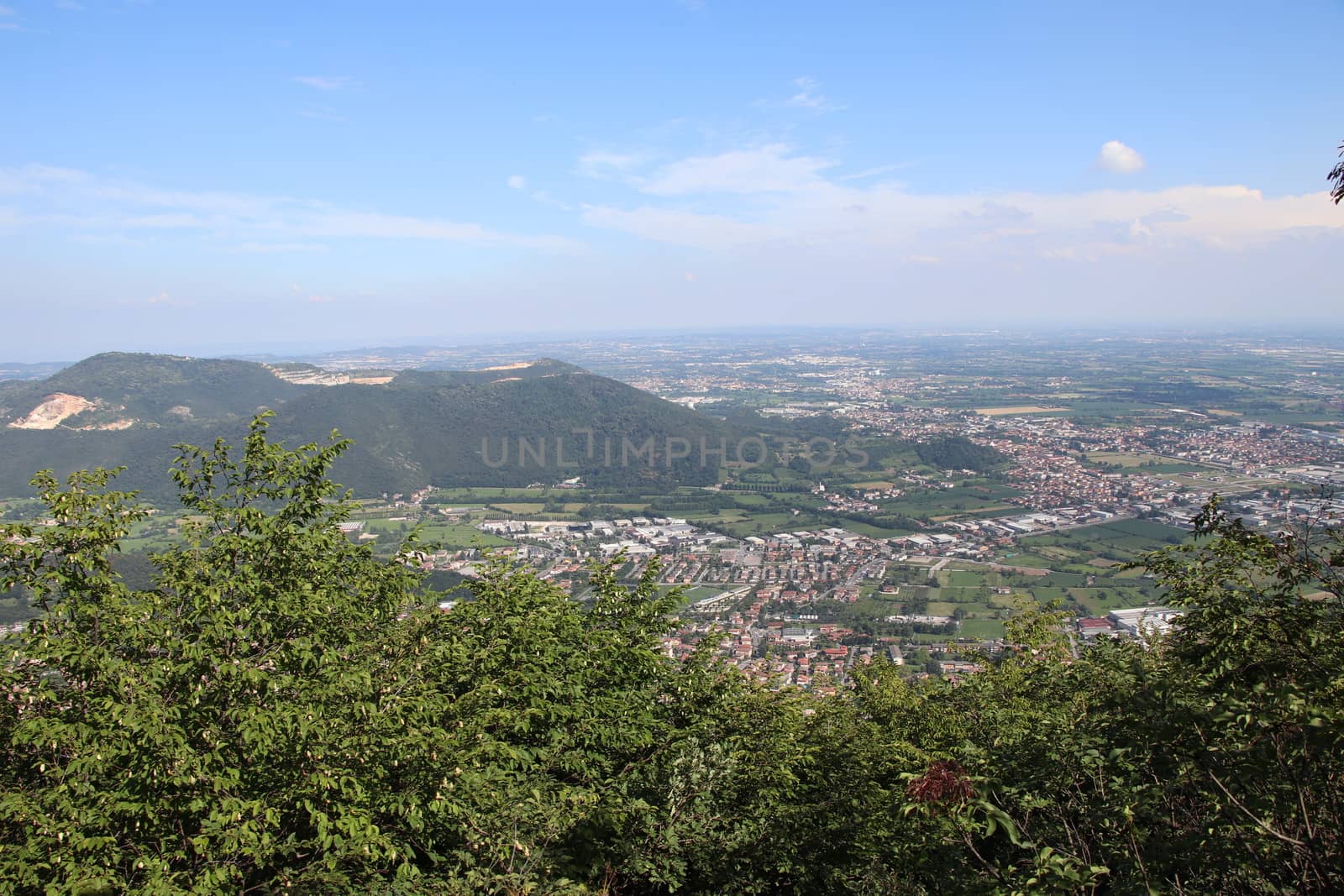 view of Brescia, a city in northern Italy from the mountain