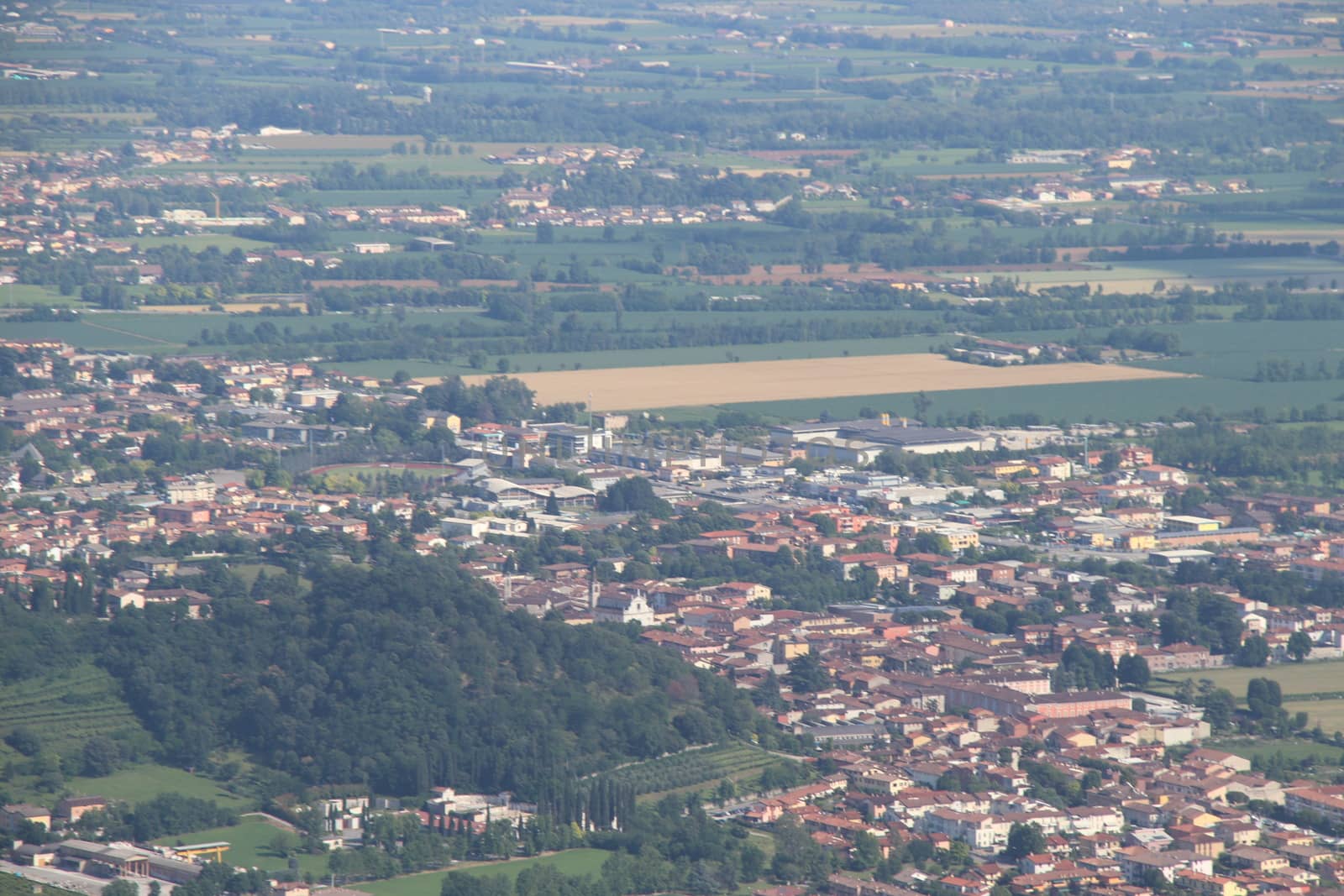 view of Brescia, a city in northern Italy from the mountain