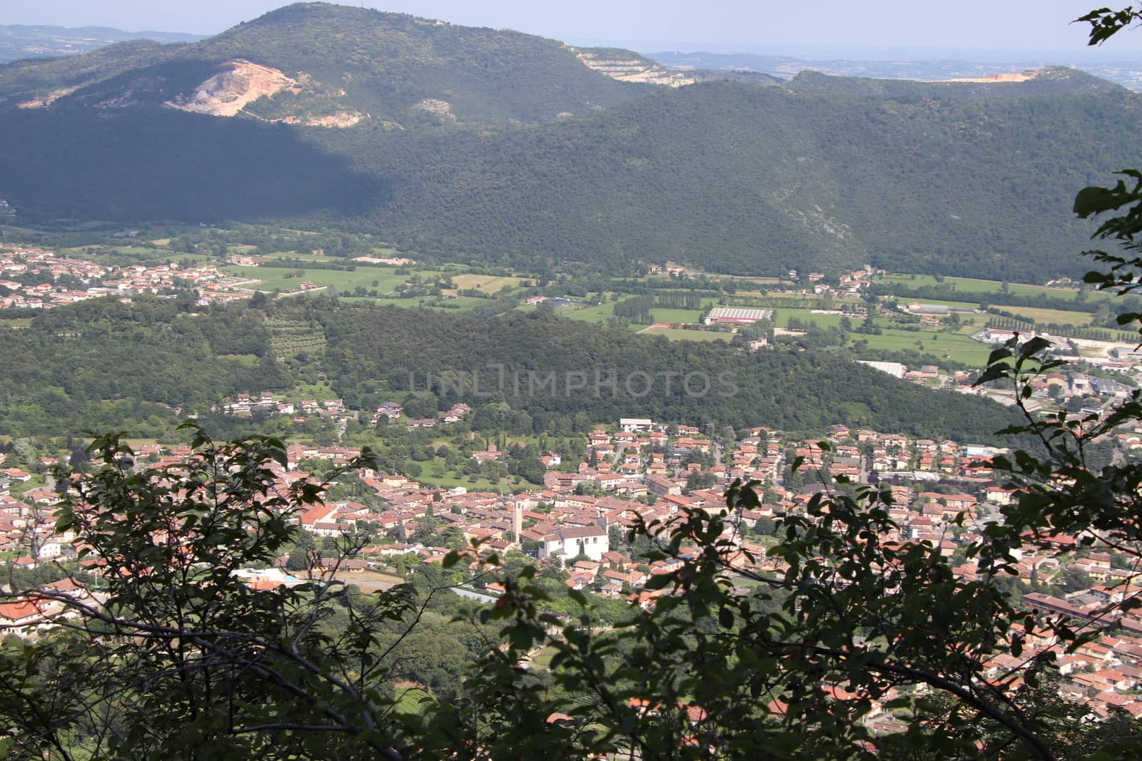 view of Brescia, a city in northern Italy from the mountain