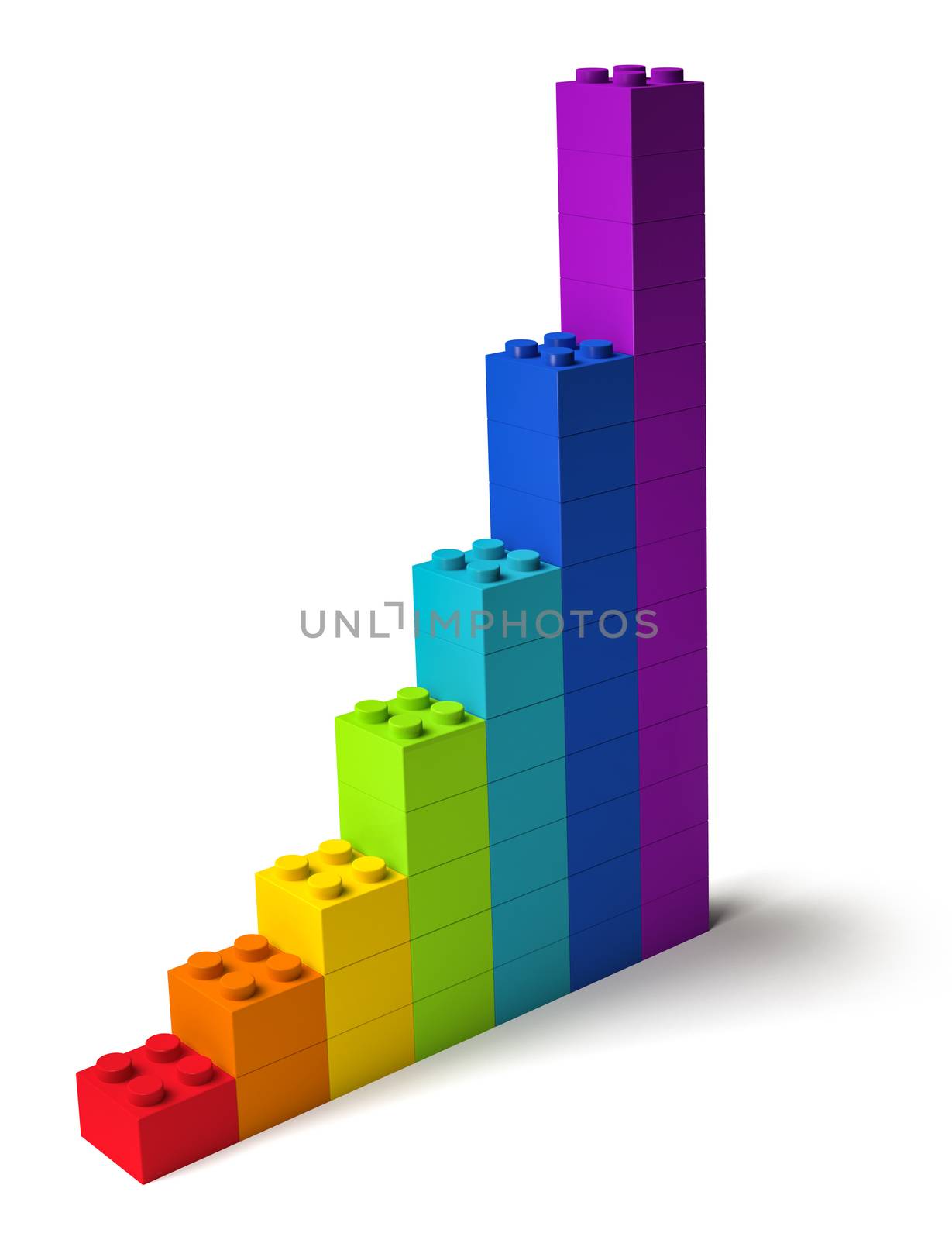 Building blocks in rainbow colors exponential growth 3D by anterovium