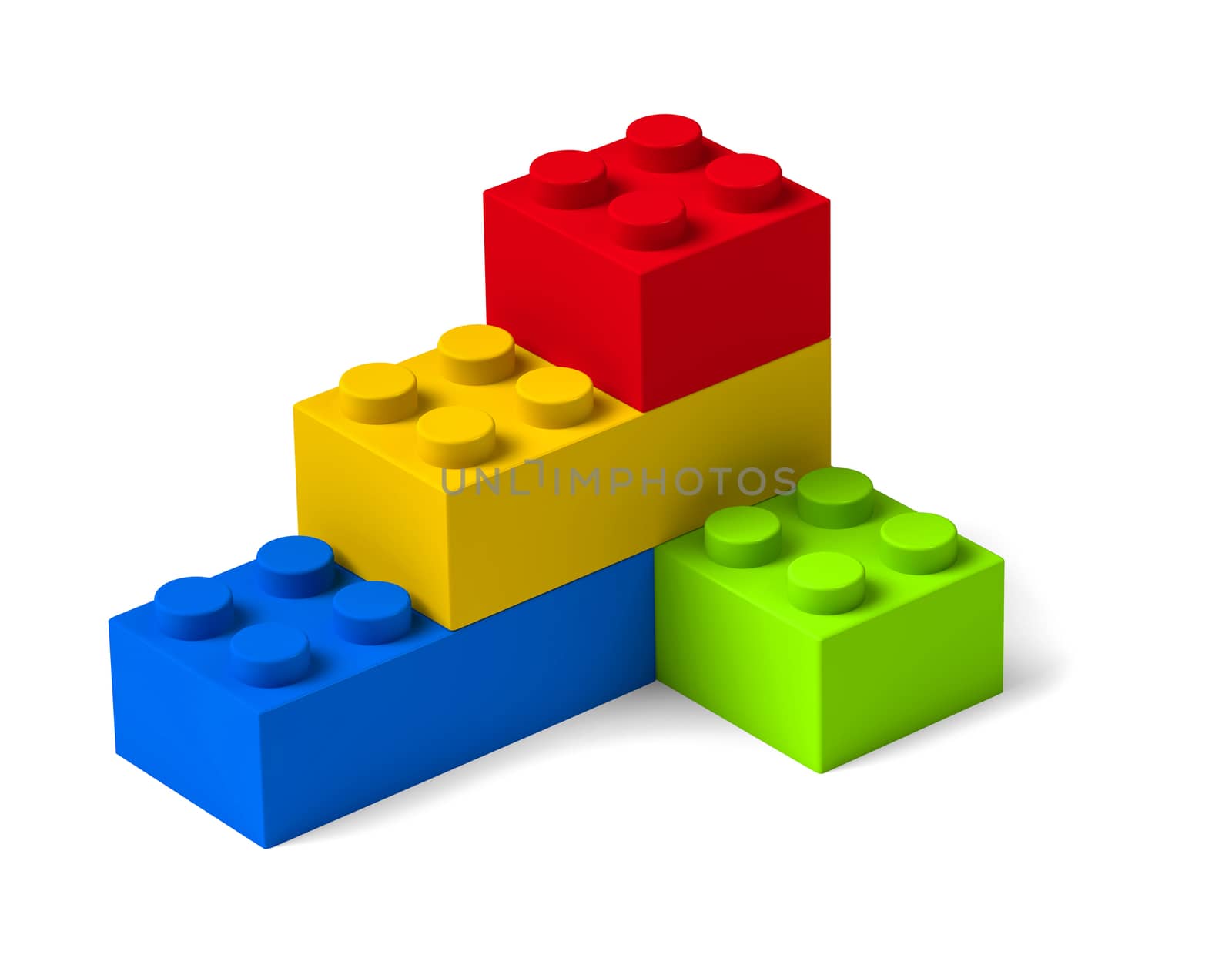 Colorful building blocks 3D four toy bricks by anterovium