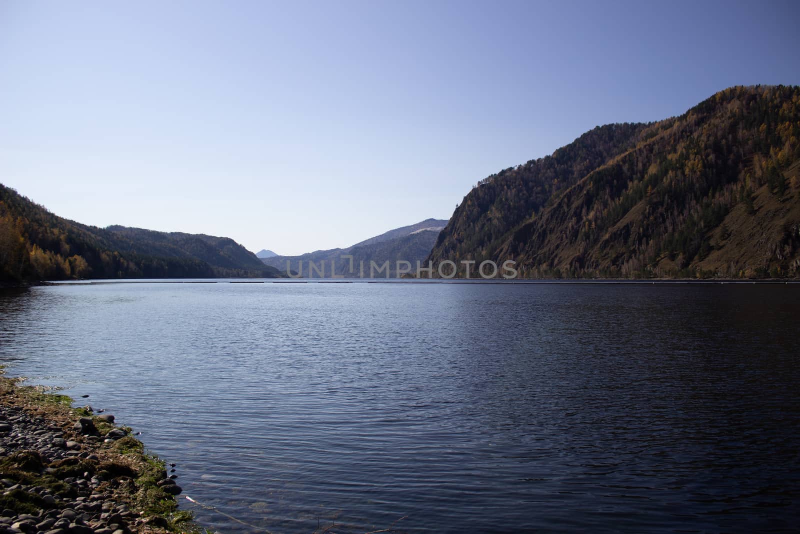 Beautiful sunny afternoon on the North Fork River near Glacier National Park in Montana.