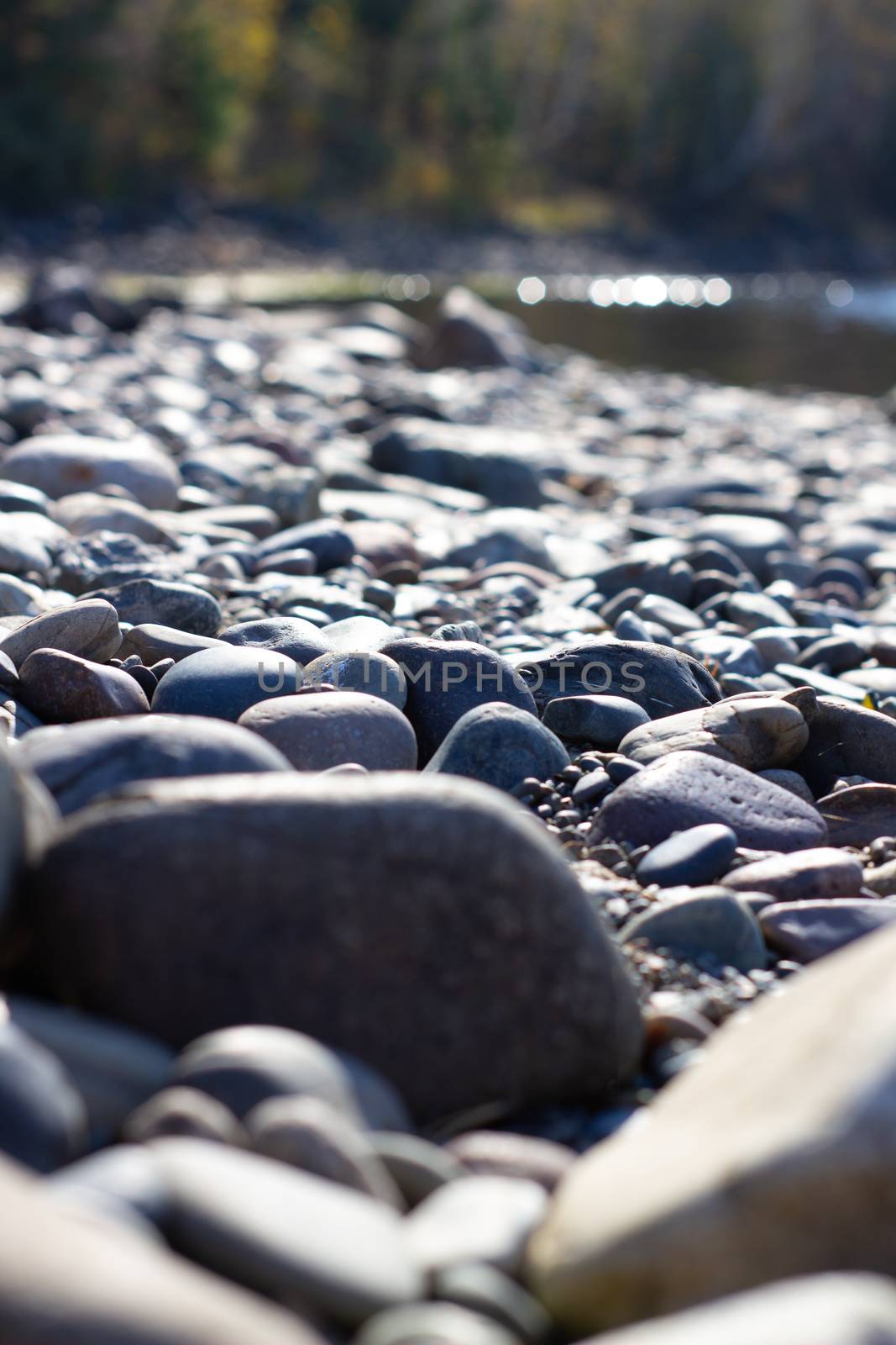 Stone Bank of a large river closeup by AnatoliiFoto