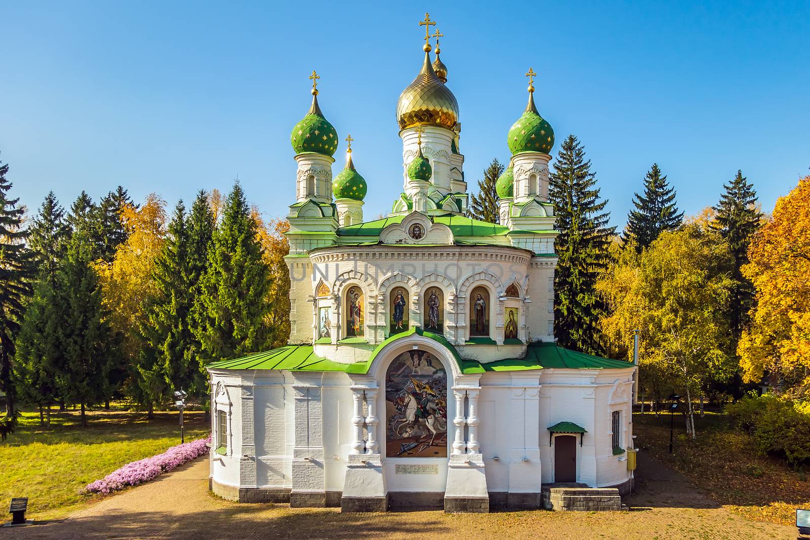 Orthodox Samson church on the battlefield Battle of Poltava, Ukrainian modernism. Reserve The Field of the Great Poltava Battle, UKRAINE