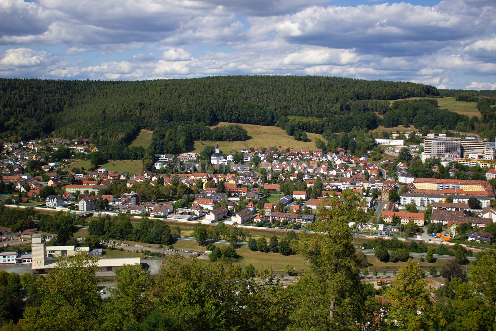 Mountain view of the city, in Germany. Walk through the Castle grounds.