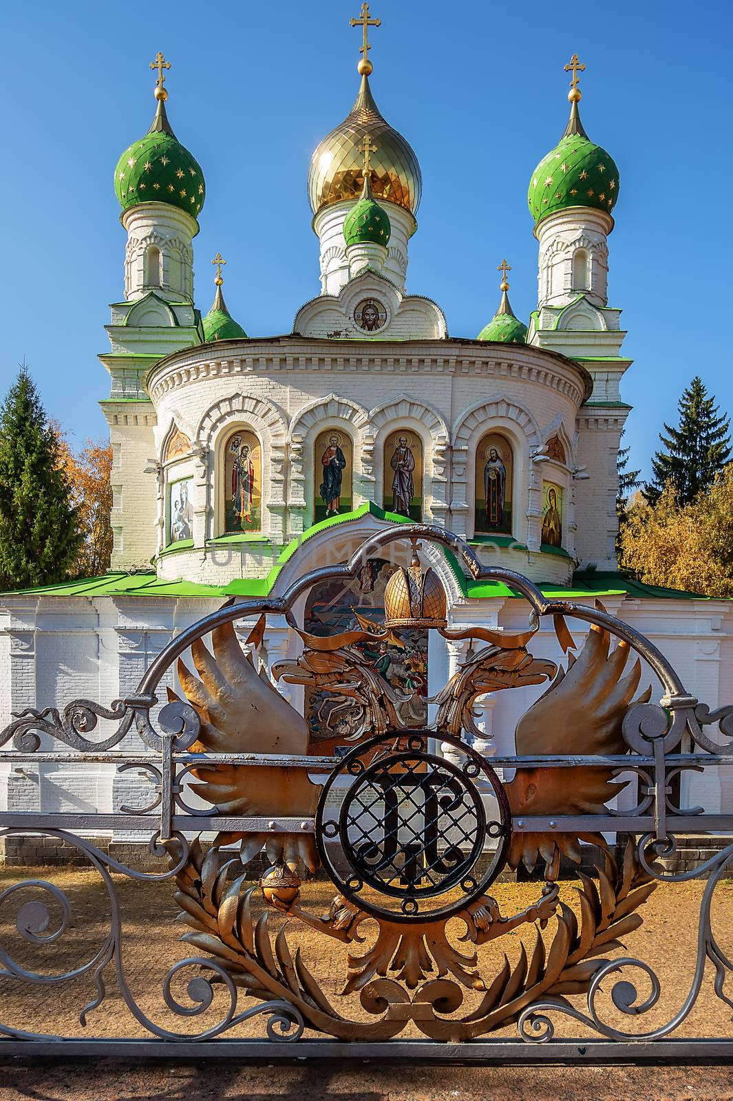 Orthodox Samson church on the battlefield Battle of Poltava, Ukrainian modernism.