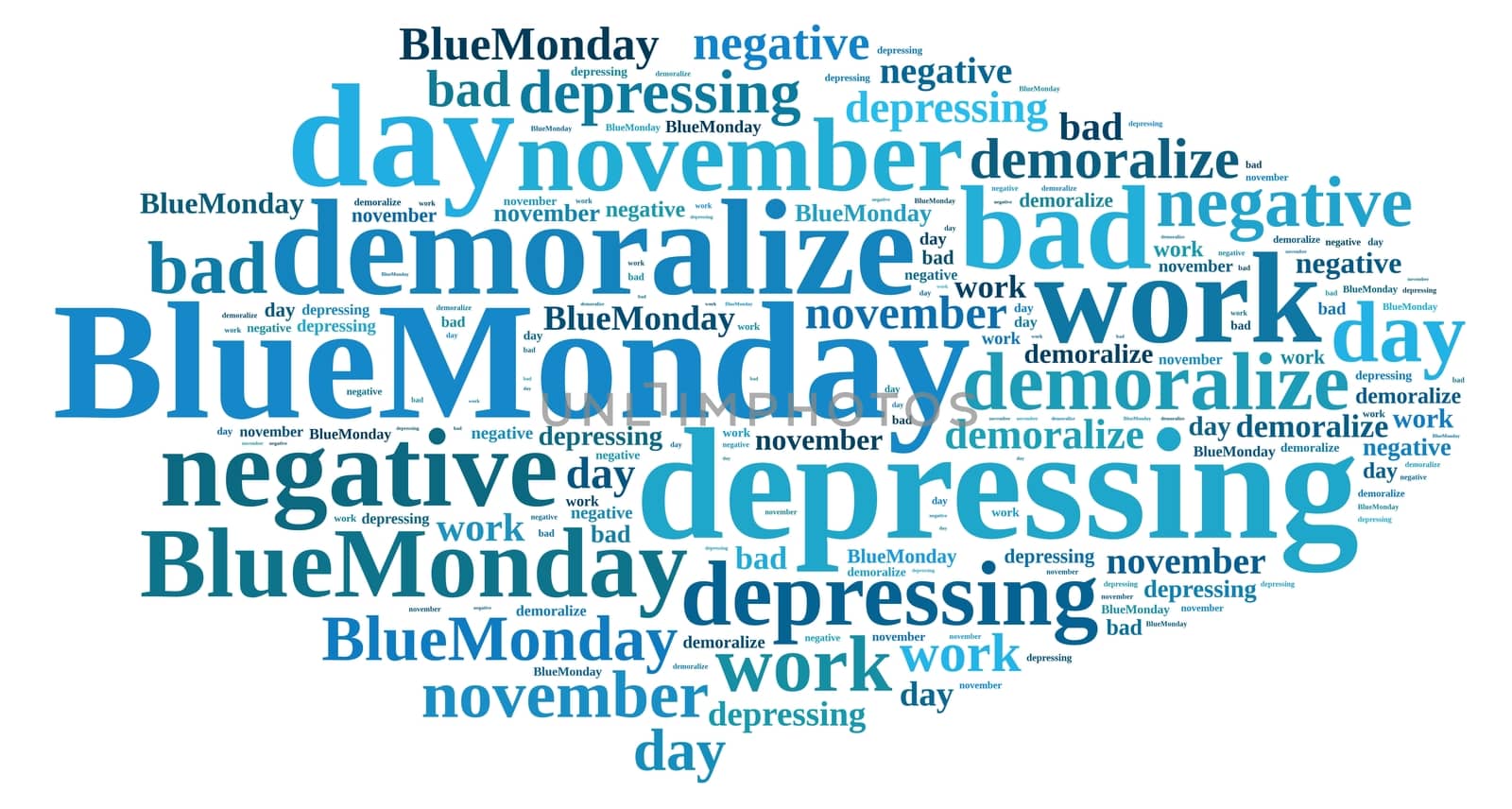 Illustration with word cloud on Blue Monday. by CreativePhotoSpain