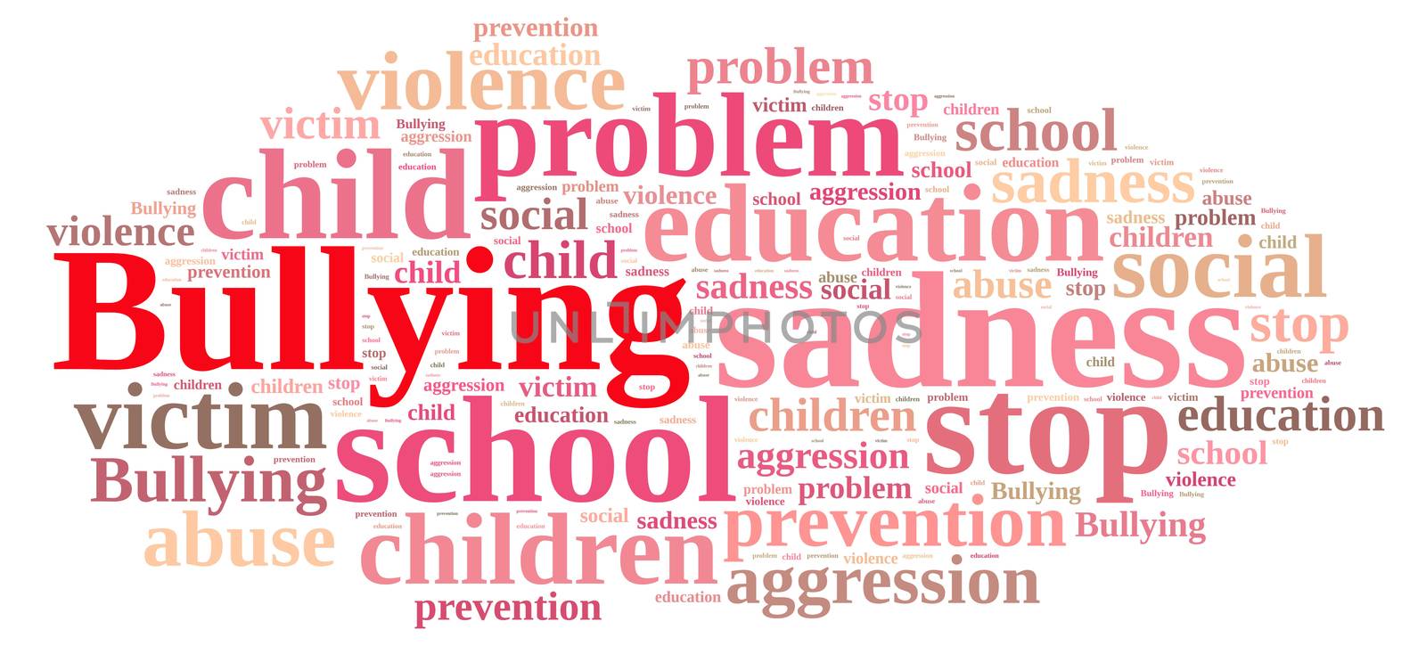 Illustration with word cloud relating to Bullying.