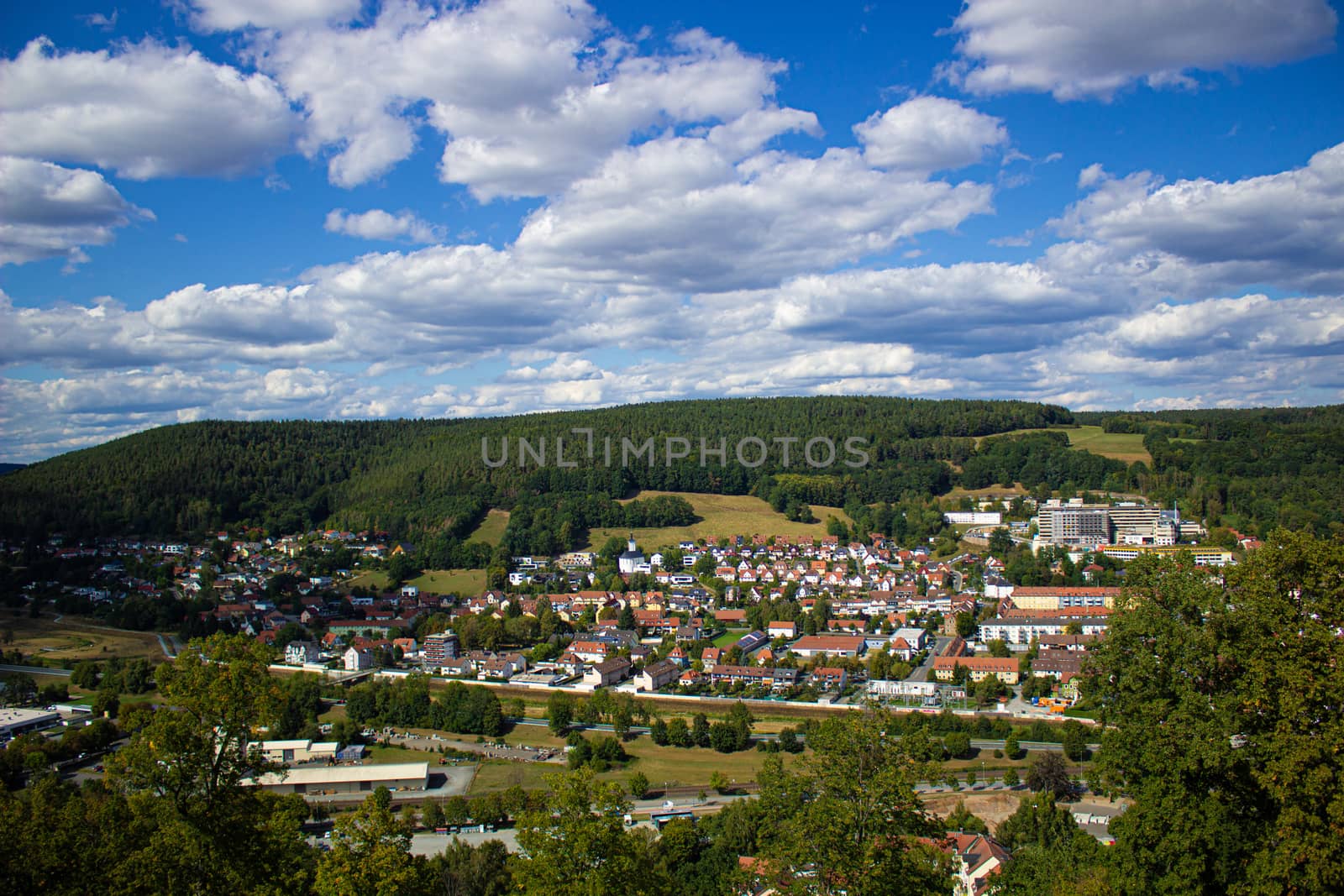 Mountain view of the city, in Germany. Walk through the Castle grounds.