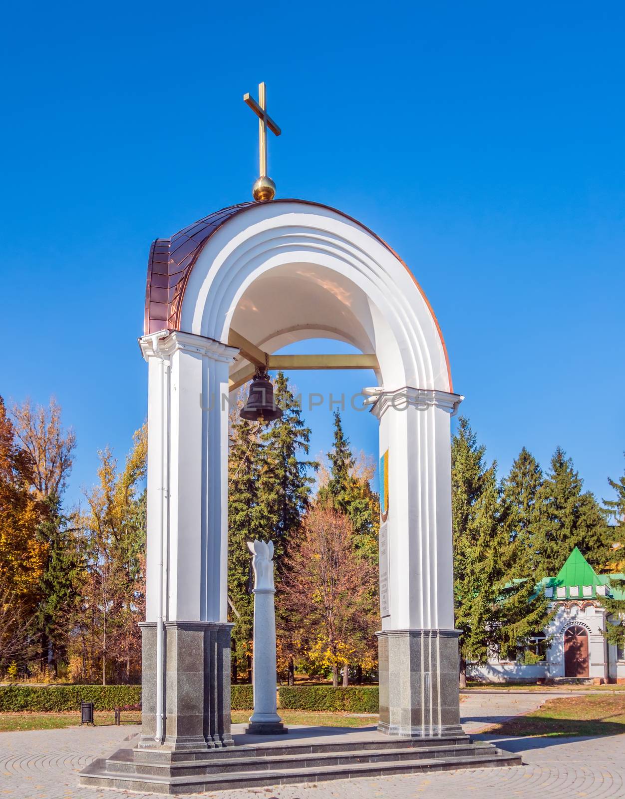 Historical cultural preservation The Field of Poltava Battle. Rotunda of memory Swedish Memorial Poltava battle site in Ukraine, Great Northern War 1709.