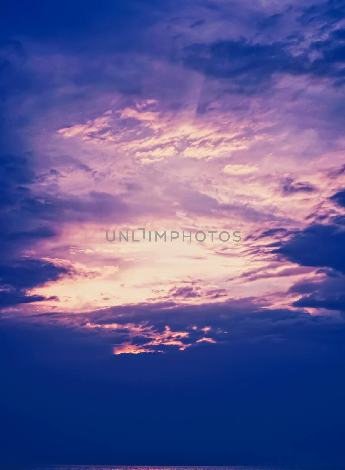 Dramatic cloudy sky at sunrise, nature and background