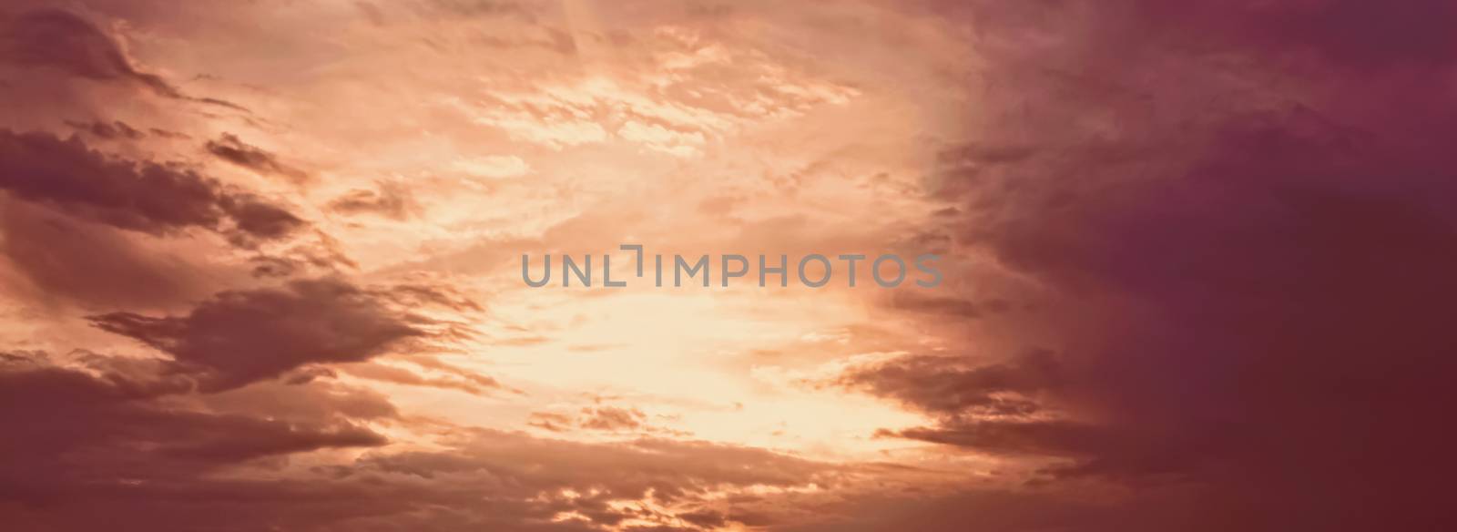 Dramatic cloudy sky at sunrise, nature and background