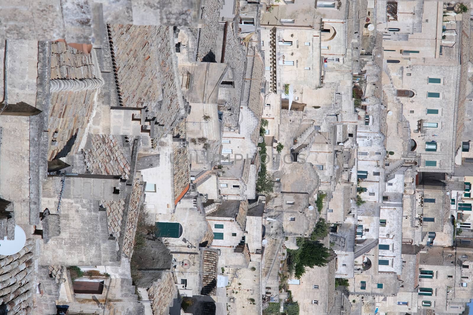 Matera, Basilicata, Italy. About 11/2019. Sassi of Matera. Houses built partly in the rock and partly with tuff blocks.