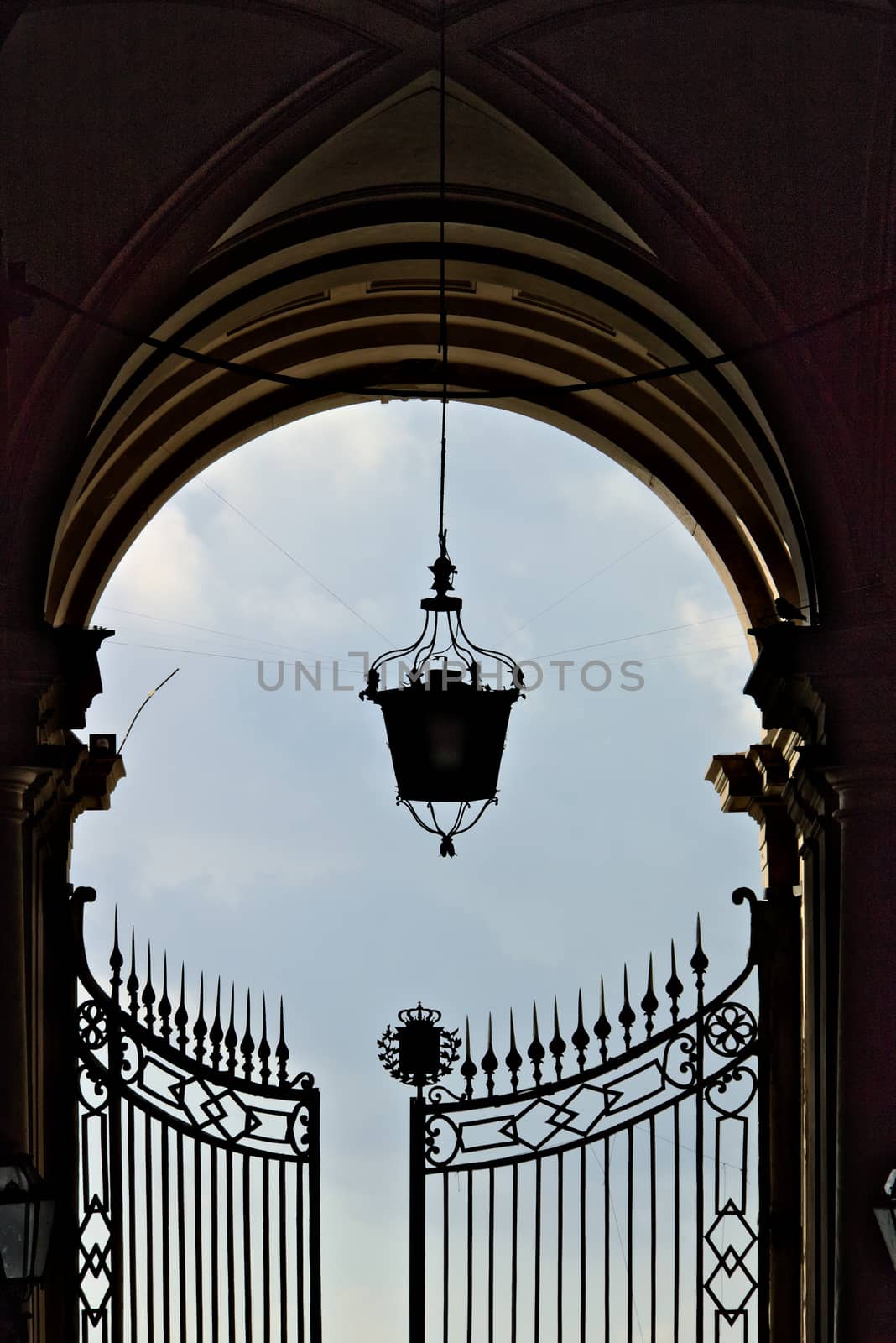 Access gates to the courtyards of the Royal Palace of Caserta (Italy).