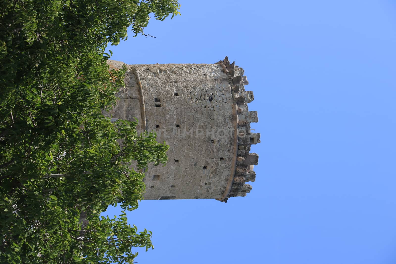 Forio, Ischia, Naples, Italy, About the July 2019. Ancient defensive tower in Forio, on the island of Ischia. The towers served as sighting points for enemies arriving from the sea.