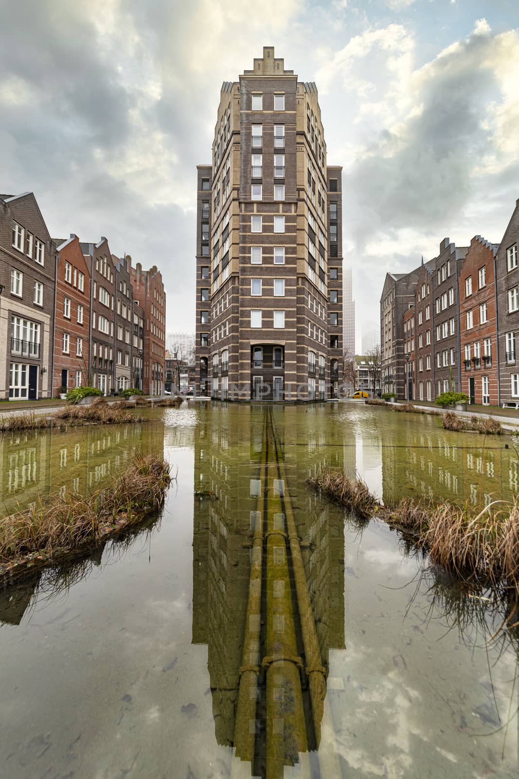 View of the Dutch architecture in a quiet and calm resident area of The Hague, Netherlands