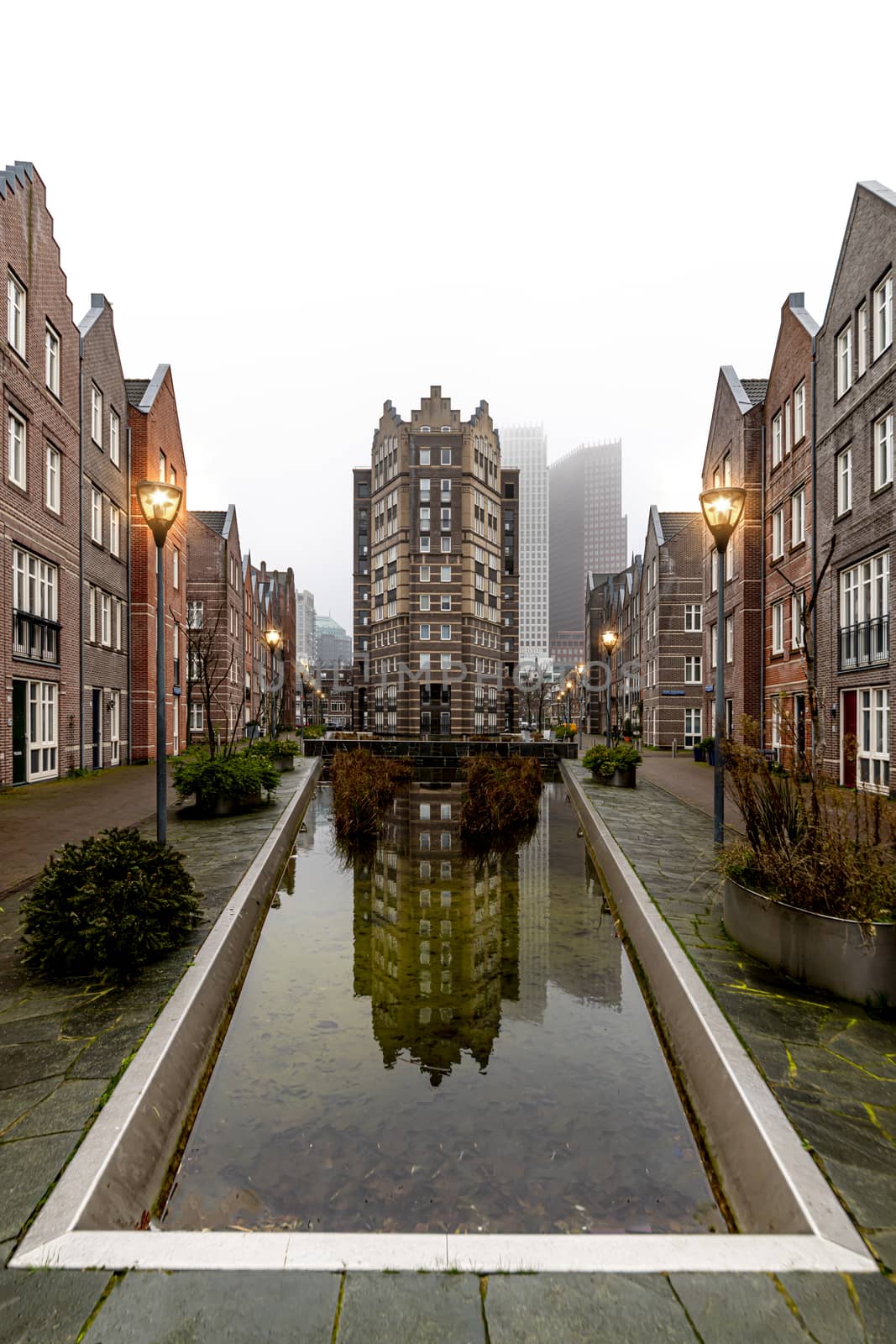 View of the Dutch architecture in a quiet and calm resident area of The Hague, Netherlands