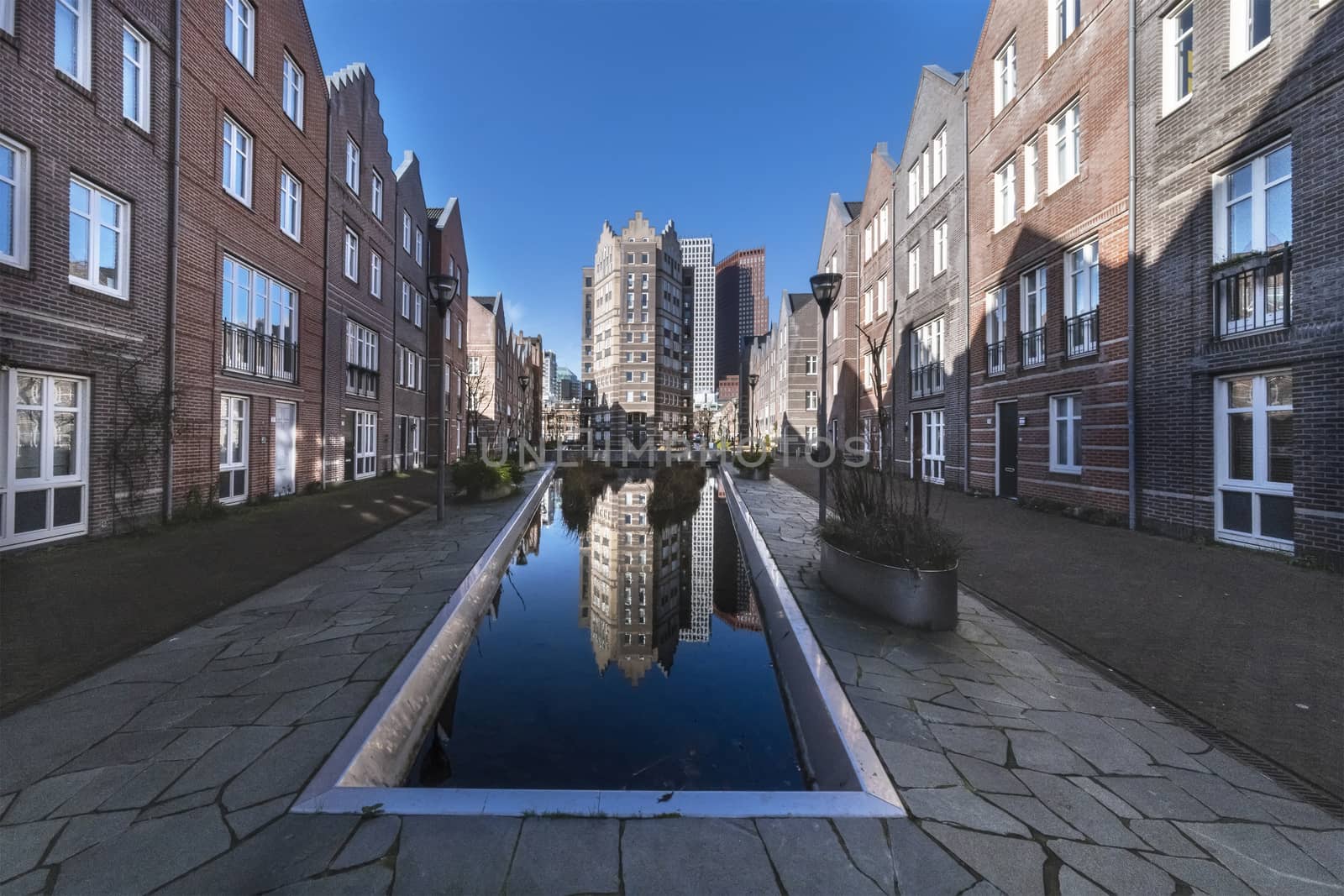 View of the Dutch architecture in a quiet and calm resident area of The Hague, Netherlands