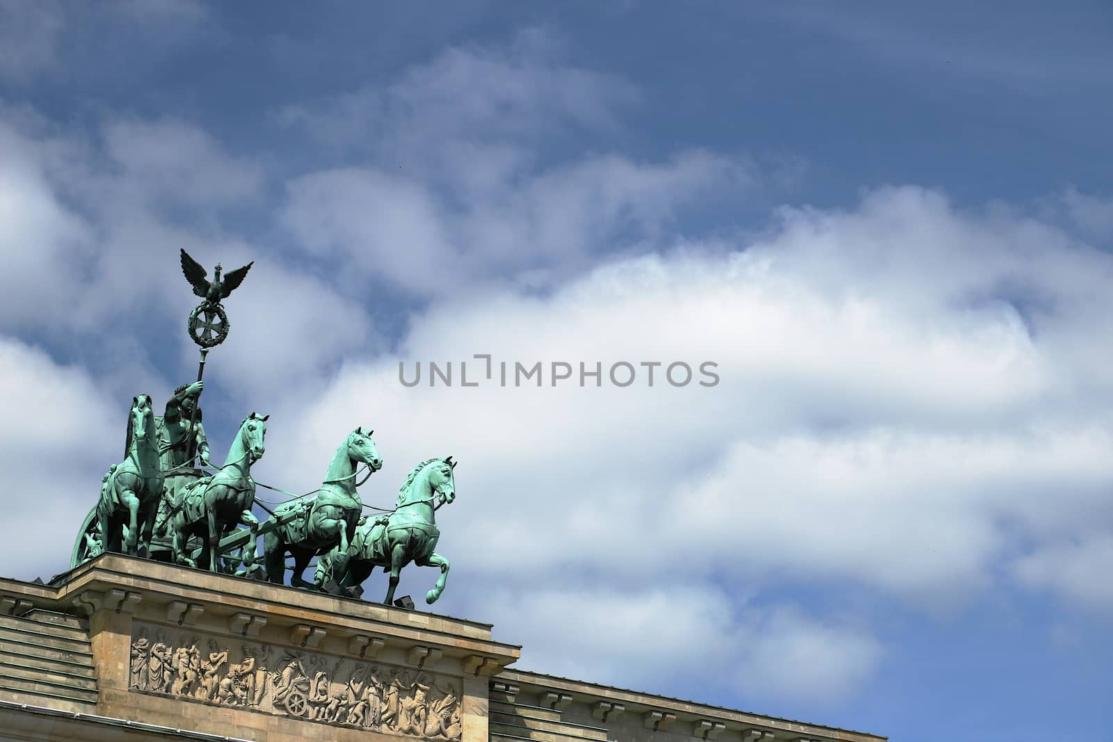 The statue door placed above the Brandenburg Gate on the Pariser Platz in Berlin