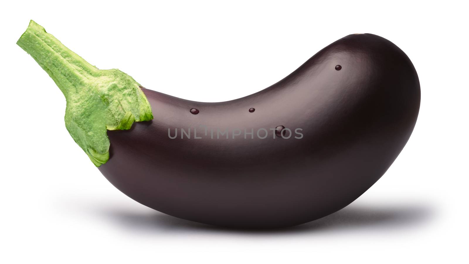 Eggplant (Solanum melongena), whole, fresh. Clipping path, shadow separated. Design elements