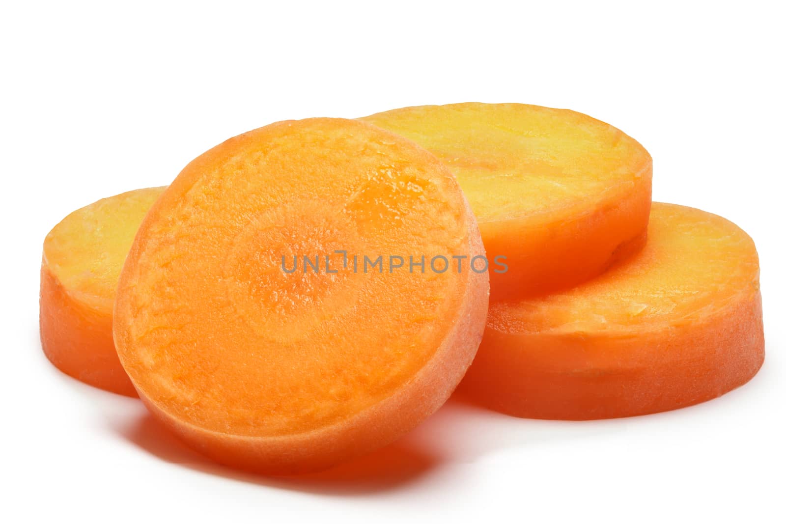 Carrot slices. Clipping paths, shadows separated, infinite depth of field. Design elements
