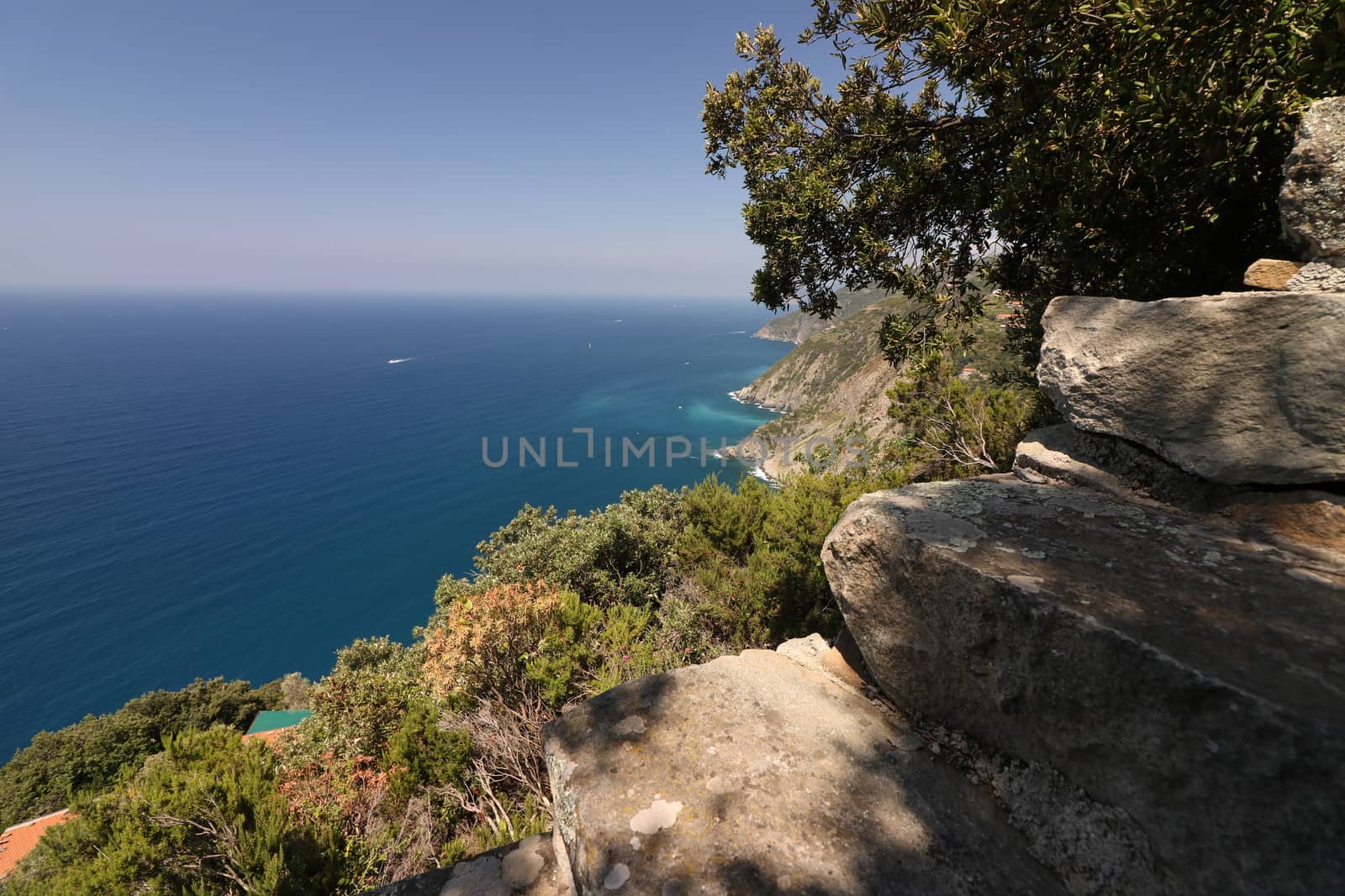 Steep stairway of a path that leads to the village of Monesteroli near the Cinque Terre.