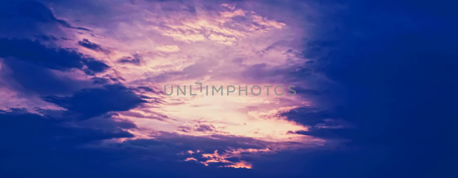 Dramatic cloudy sky at sunrise, nature and background