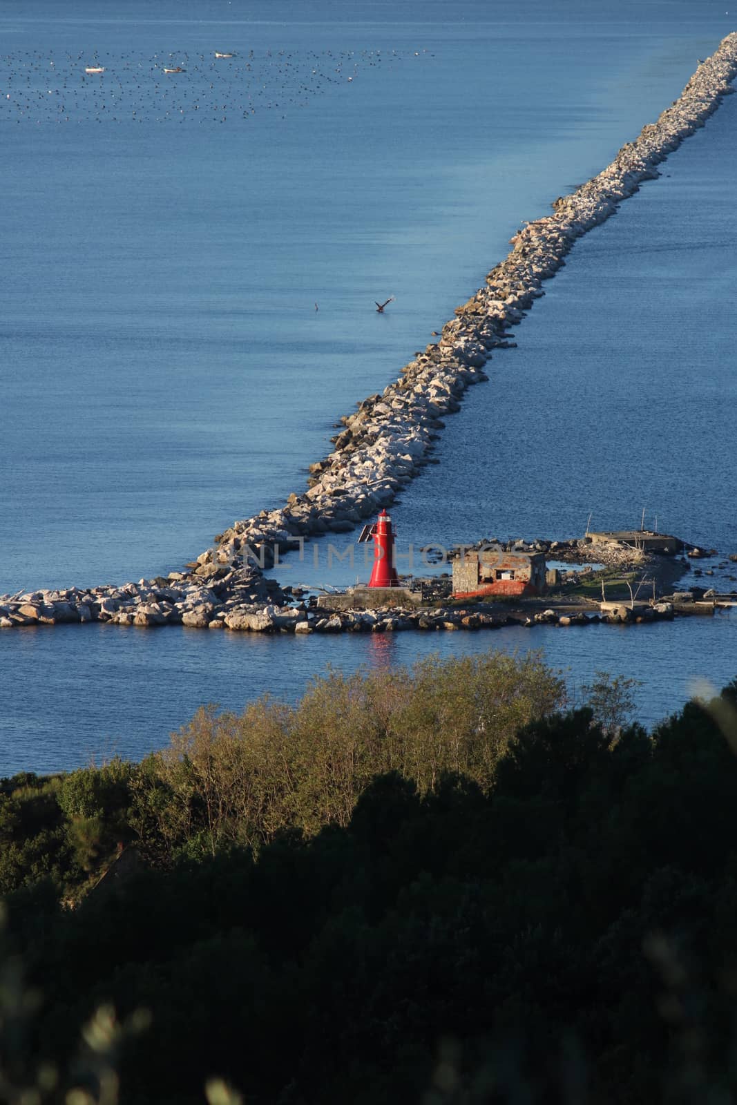 Dam of the port of La Spezia that separates the gulf from the open sea.