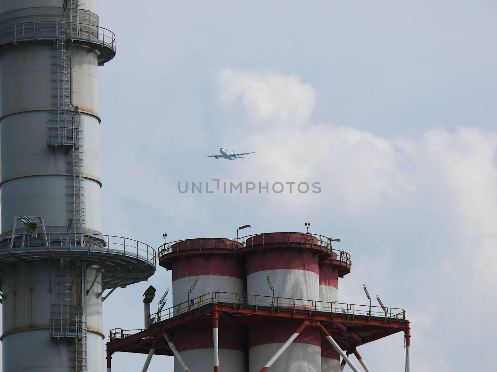 Plane and chimneys