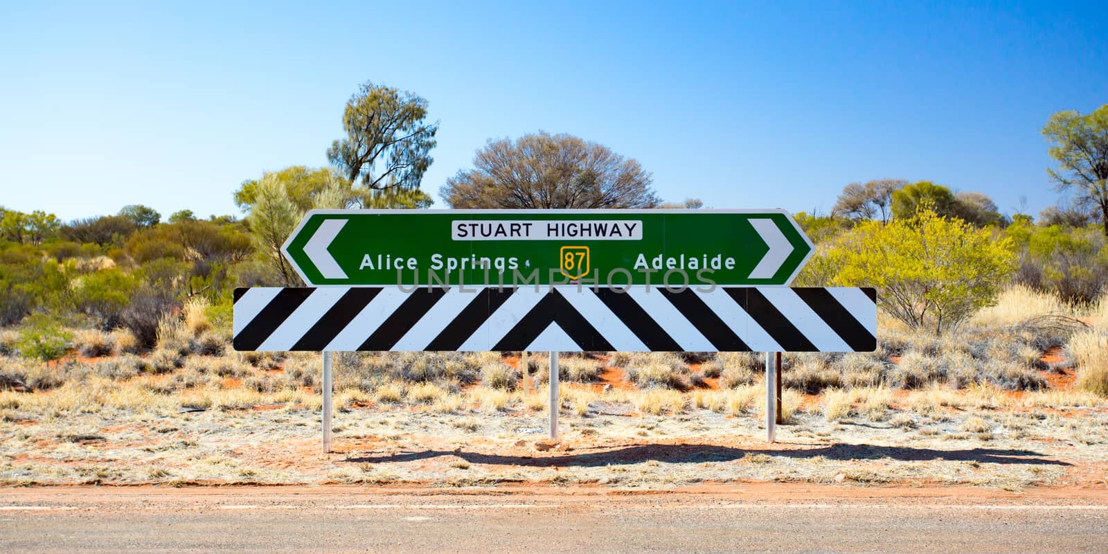 Erldunda, Australia - July 2: Road sign directing towards Uluru from the Stuart Hwy in the Northern Territory, Australia on July 2015