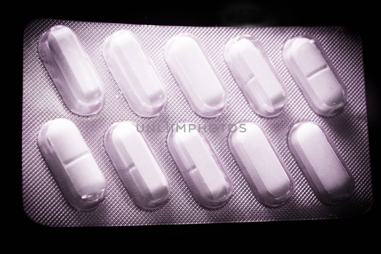 Tablet pack of white medicinal pills