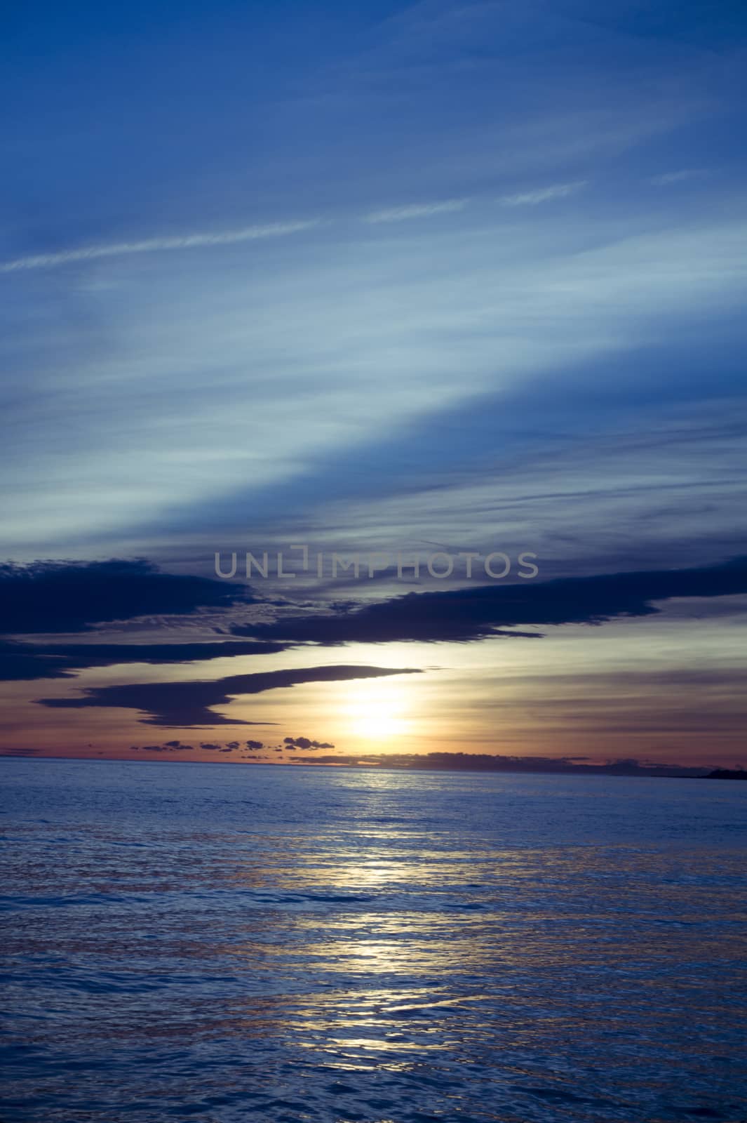 Beautiful sunset on the beach without people by GemaIbarra