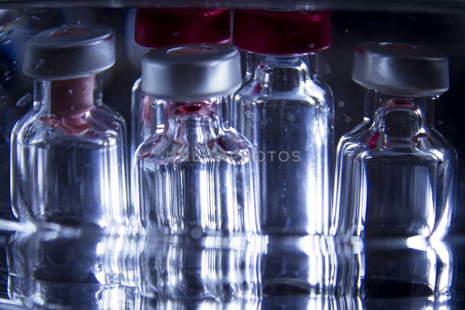 Empty vial without laboratory medicine