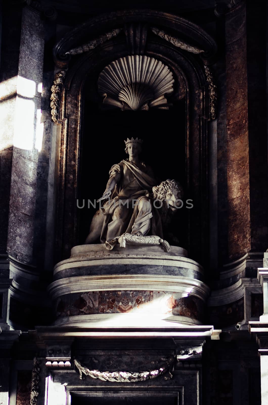 statue of Karl Bourbon, work of Tommaso Solari in the royal palace of Caserta, Italy