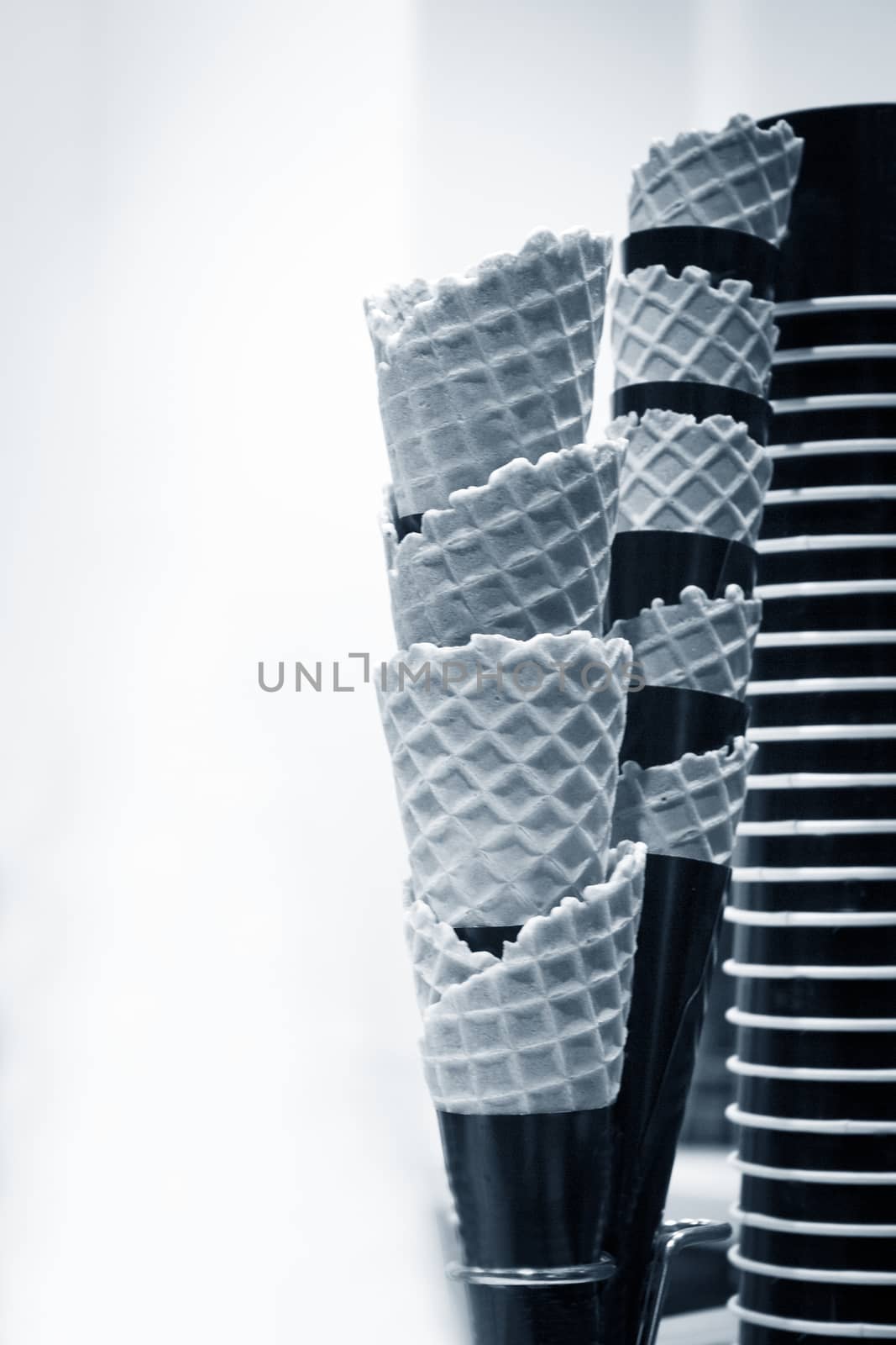 Waffle cone for ice cream. No people